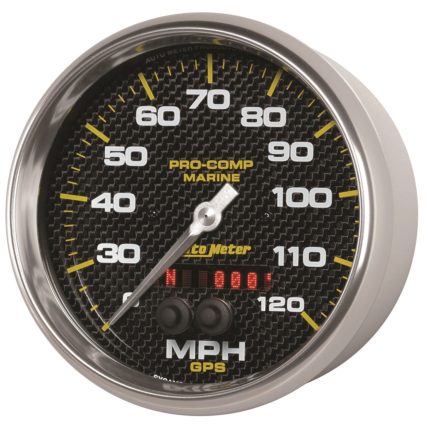 Speedometer AutoMeter Gauge, 5", 120Mph, GPS, Marine Carbon Fiber (200646-40)