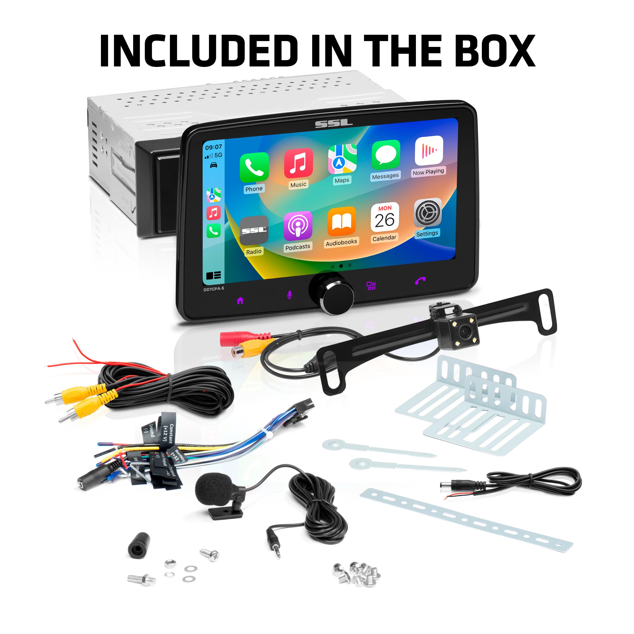Car Stereo Sound Storm Laboratories DD7CPA-CS – Apple CarPlay, Android Auto, Single Din 7 Inch Touchscreen, Bluetooth, AM/FM Radio, Backup Camera