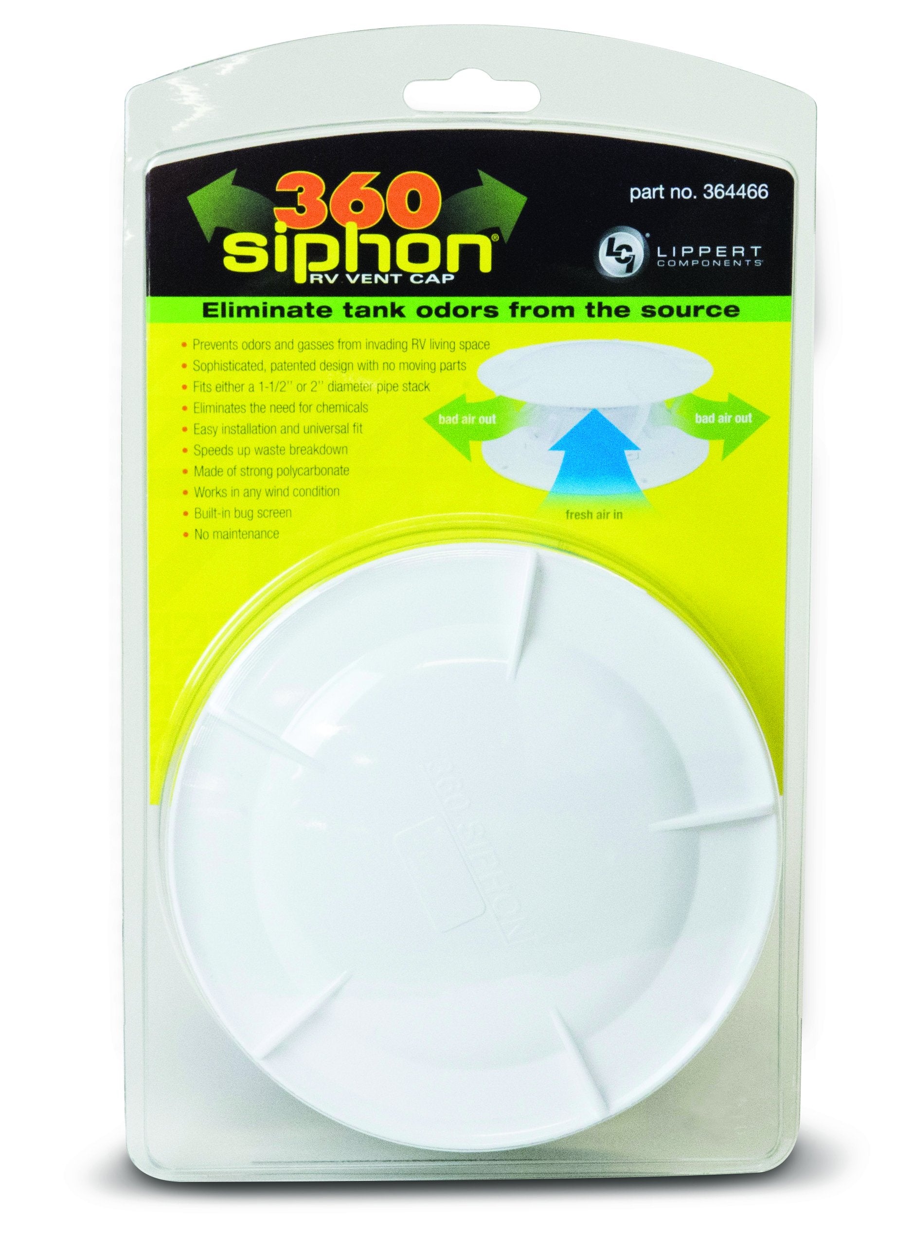 360 Siphon Lippert Components 364466 White Roof Vent