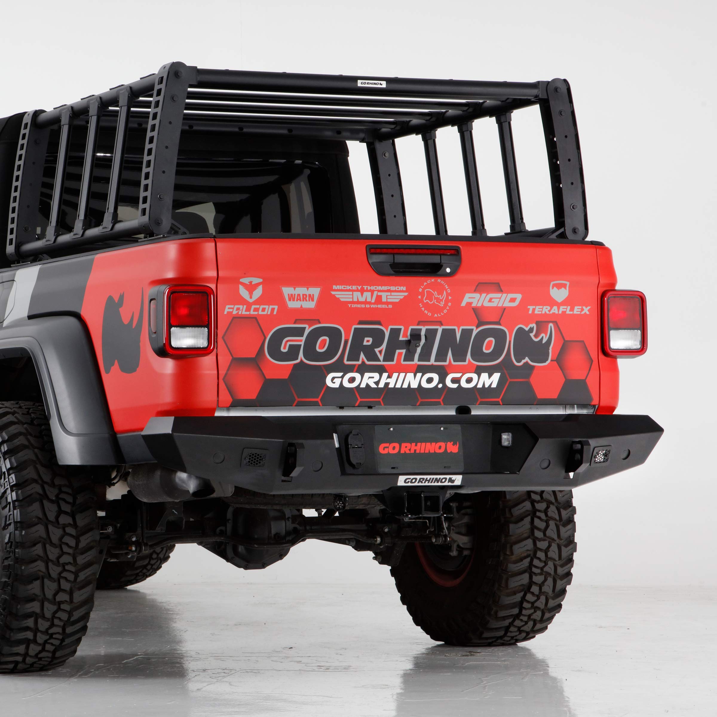 Trailline Go Rhino Full Width Rear Bumper | Mild Steel, Textured Black | 273120T | Fits 2020 - 2024 Jeep Gladiator JT, 4-Door (Compatible with factory hitch)