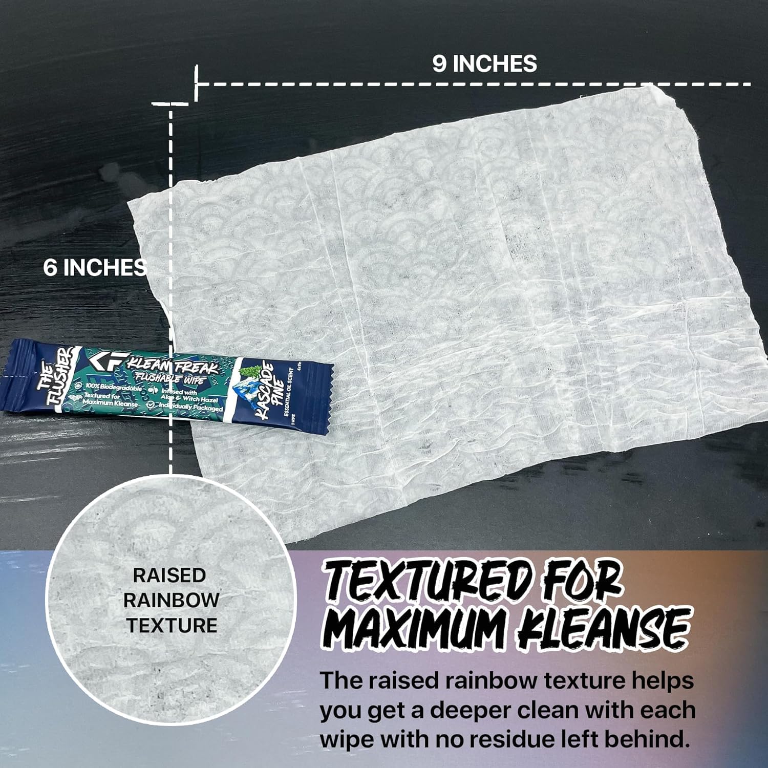 FLUSHABLE WIPES THE KLEAN FREAK FLUSHER - 100 Pack Flushable Wipes For Adults & Kids Unscented/Scented - 100% BIODEGRADABLE Individual Wrapped Travel WET Wipe for Toilet - Spearmint Rush