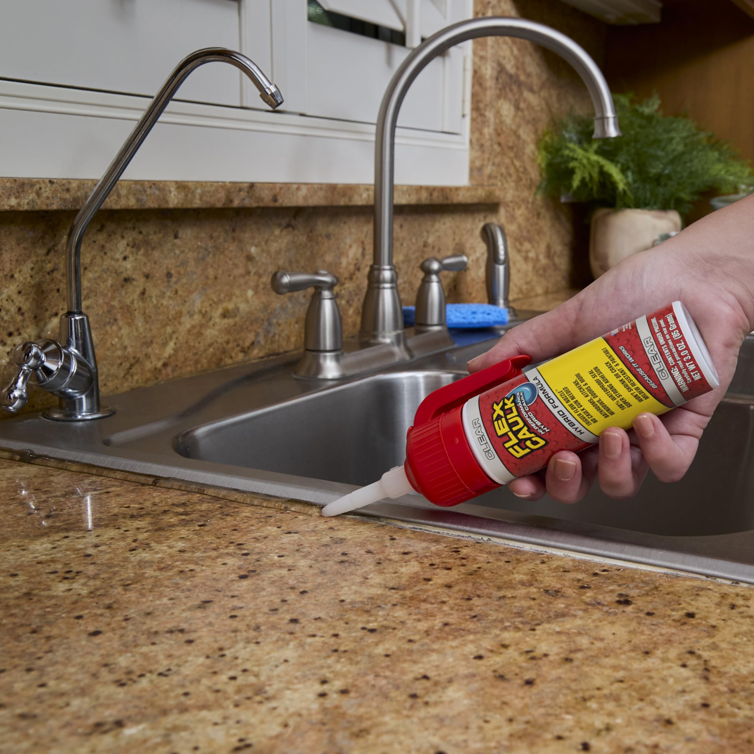Flex Caulk, Waterproof & Weatherproof Sealant Hybrid Polymer, Strong, Paintable, Indoor, Outdoor, Bath, Shower, Sink, Window, Baseboards, Door, RV, Roof, Wood, Auto & Marine, Clear, 3 oz, 1-Pack