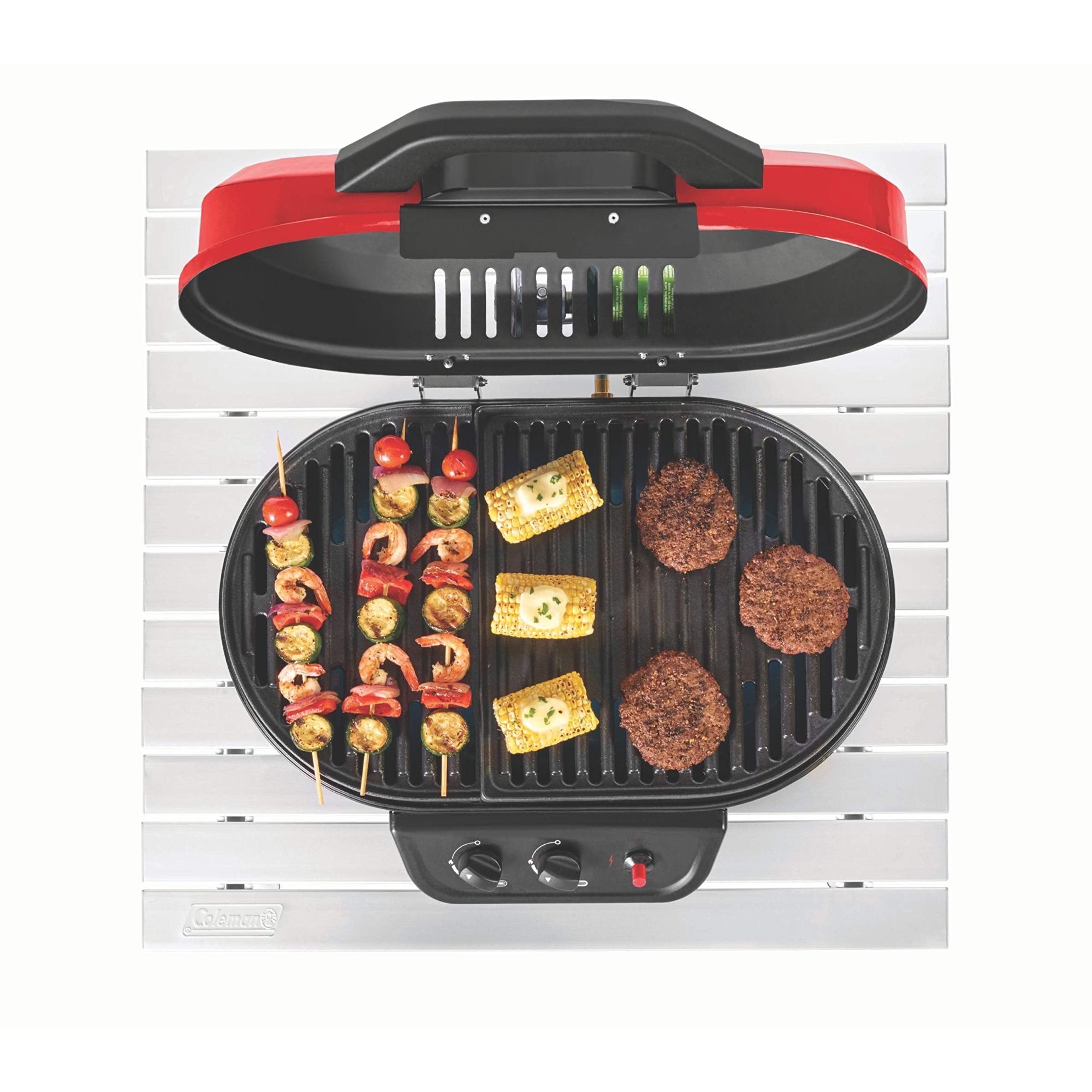 Coleman Portable RoadTrip 225 Tabletop Grill, 2-Burner Gas Grill with Matchless Ignition & Adjustable Temperature Control, 11,000 BTUs of Power for Grilling, Tailgating, Camping, BBQ, & More