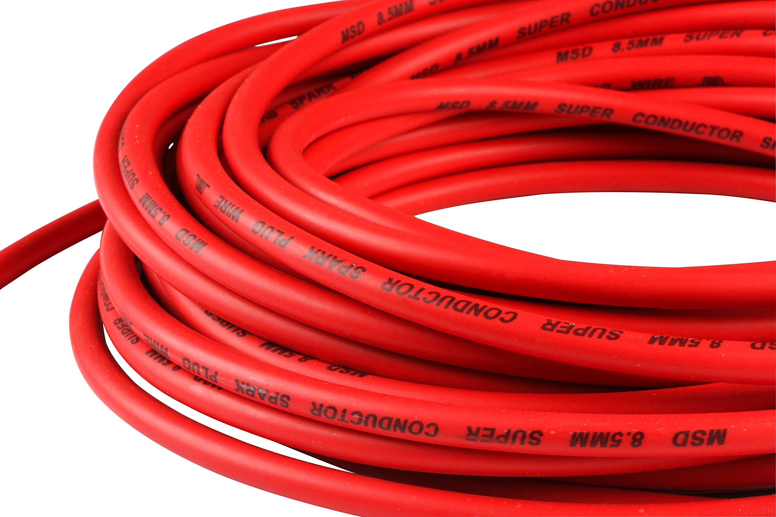 8.5mm MSD Super Conductor Spark Plug Wire, Red 50 Ft