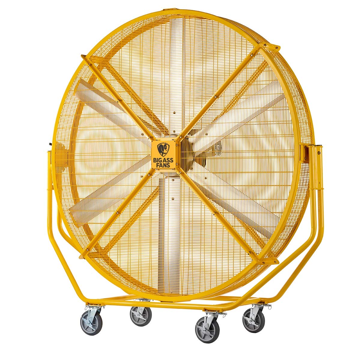 AirGo - Big Ass Fans, 8' Indoor/Outdoor Portable Fan with Wheels, Onboard Variable Speed Control, OSHA Compliant Steel Cage, IPX5 Rated, Washdown Capable, Safety Yellow