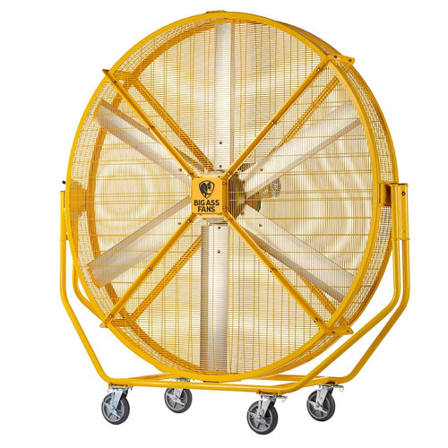 AirGo - Big Ass Fans, 8' Indoor/Outdoor Portable Fan with Wheels, Onboard Variable Speed Control, OSHA Compliant Steel Cage, IPX5 Rated, Washdown Capable, Safety Yellow