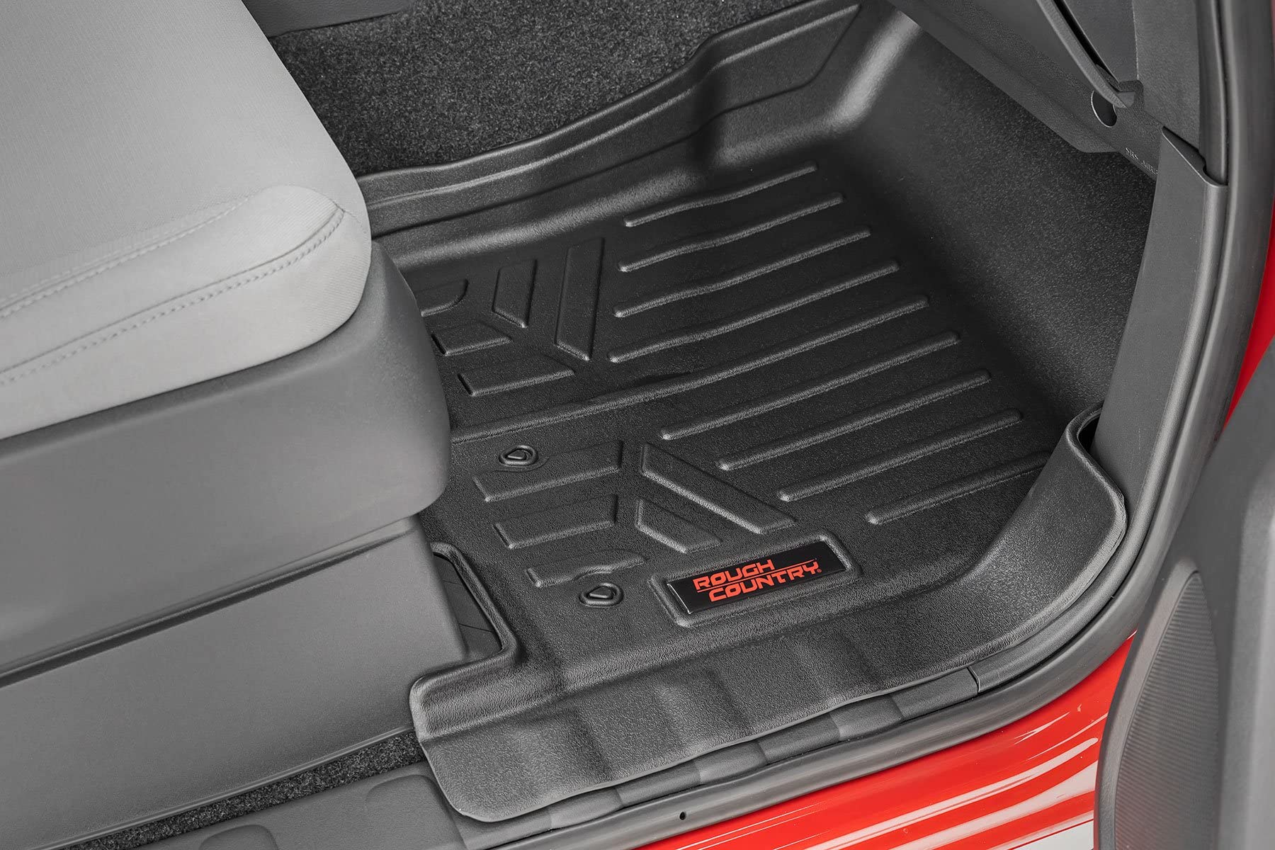 Rough Country Floor Mats All Weather for Nissan Frontier Crew Cab (2022-2025) - Non-Slip Waterproof Flexible Floor Mat, Front & Rear Set