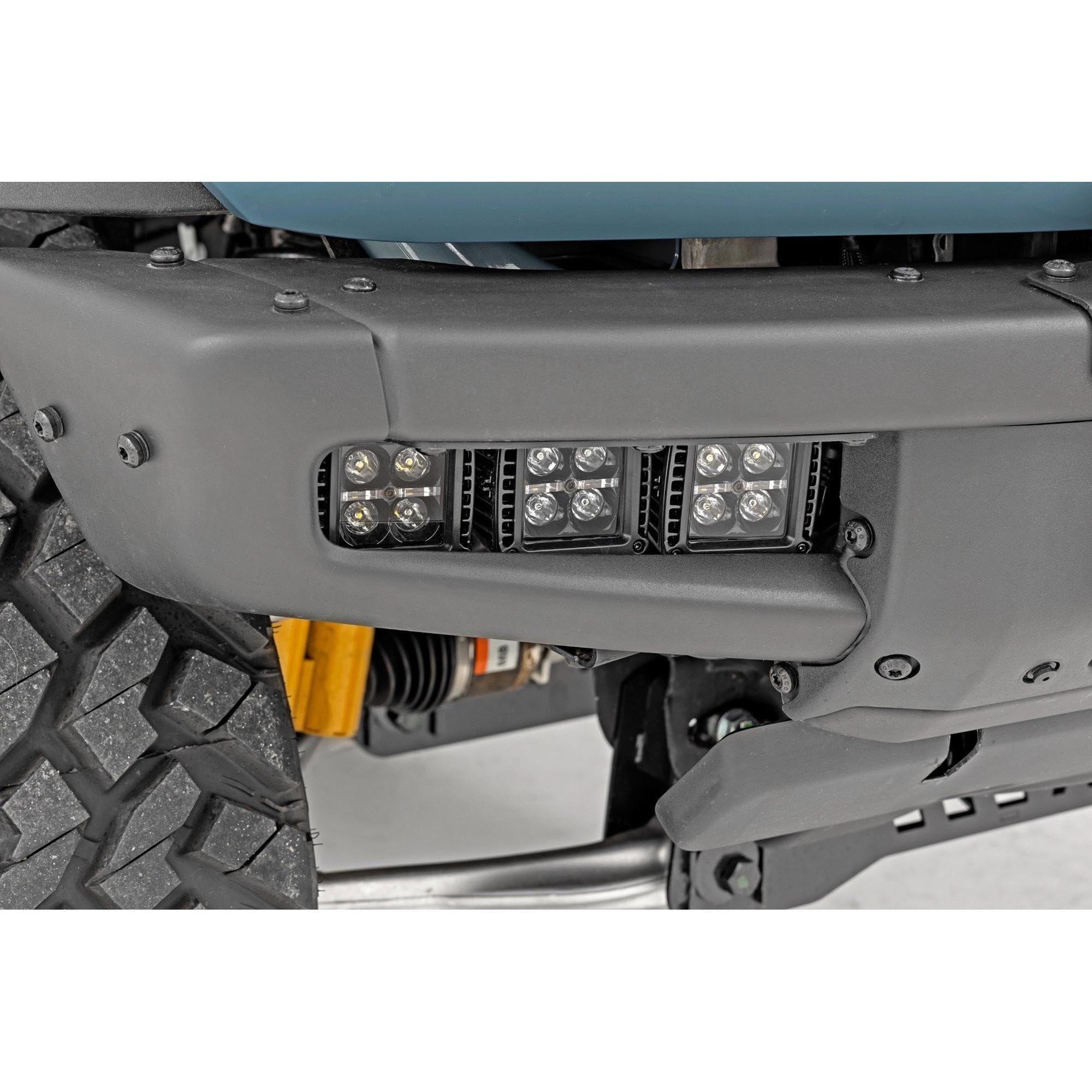 Rough Country 2" Fog Light Kit Triple for Ford Bronco 4WD (2021-2024) - (3) 2-in LED Cube Lights, Spot/Flood Beam