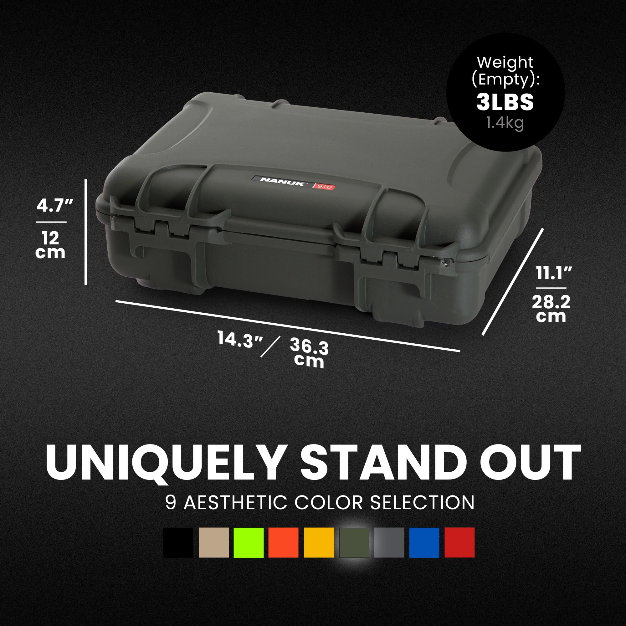 Olive NANUK 910 Waterproof Hard Case Empty
