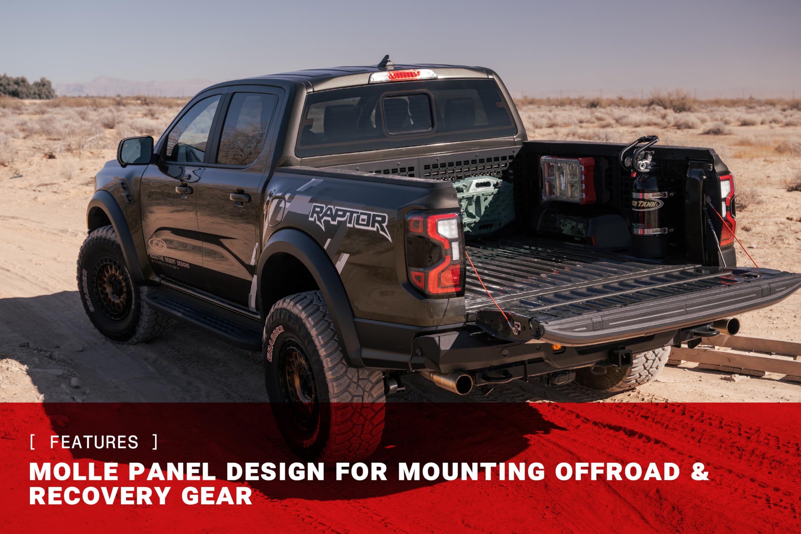 Offroad Bed Side Molle Panels for 2024-2025 Ford Ranger Raptor | Variations Driver & Passenger Side | Molle Design for Mounting Tools & Off-Road/Recovery Gear | Made in The USA (Passenger)