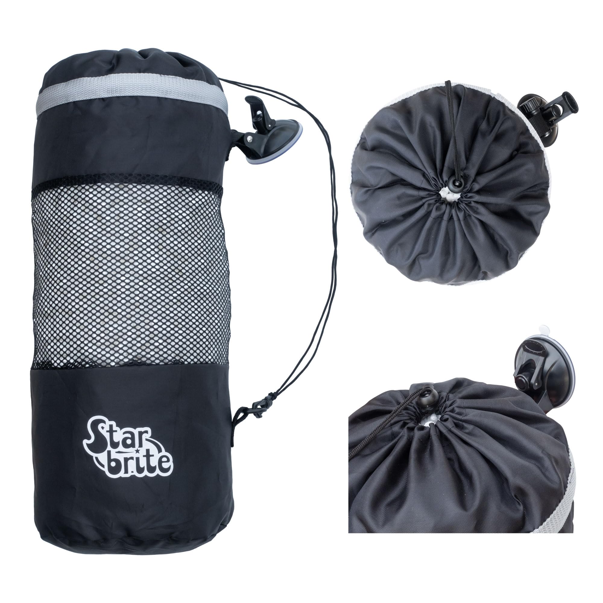 STAR BRITE Trash Bag Mesh with Locking Suction Cup & Litter Guard Cinch Tie - for Boats, RVs, Gold Carts, & Outdoor Adventures - Durable & Washable, 5 Gallon Capacity (52074)…