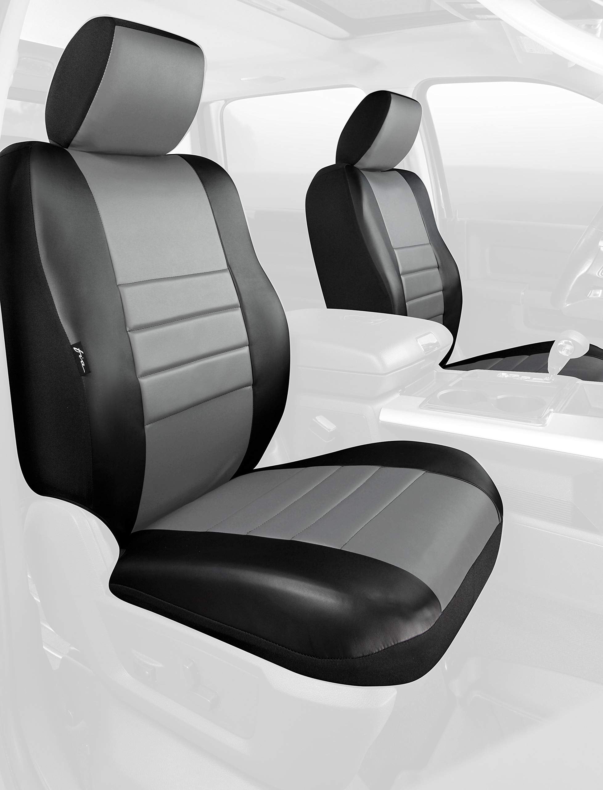FIA SL62-99 SL60 Gray Leatherlite Black with Gray Seat Cover (Rear Bucket Seats/Leatherette Center Panel)