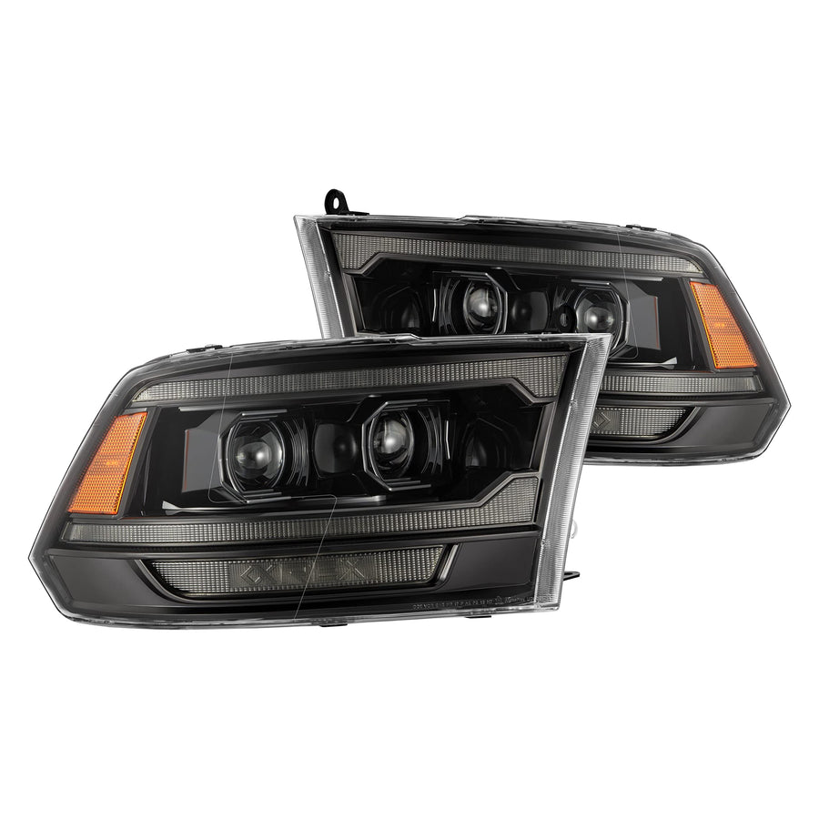 AlphaRex 09-18 RAM 1500 Proj Headlights Alpha-Black w/Sequential Signal & DRL Top/Middle (880563)