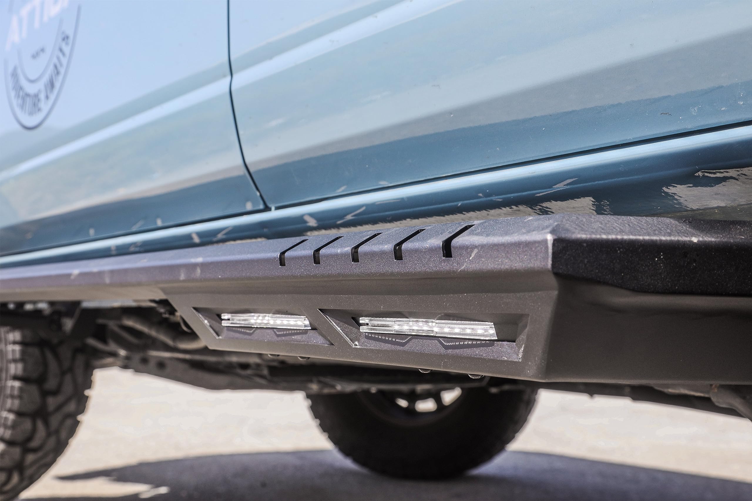 Attica4x4 Cobra Tek - Side Step w/Step Lights | Compatible with Ford Bronco (2021-2023) | Durable Steel Construction | Adventure-Ready Design | Textured Black Powder Coat.