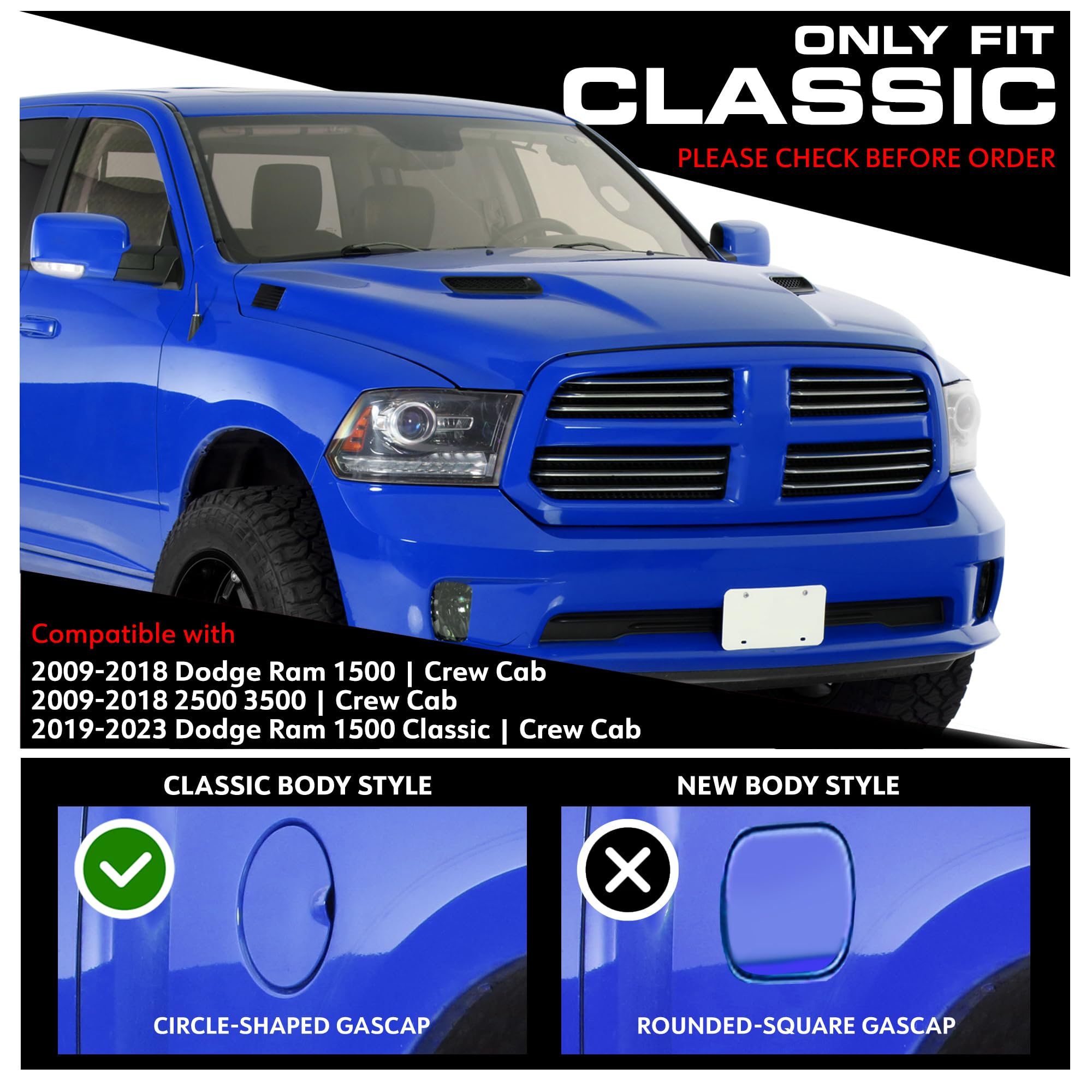 Tyger Auto Trax Nerf Bars with 2009-2018 Dodge Ram 1500 Compatible; 2010-2026 2500 3500; 2019-2024 Classic | Crew Cab | TG-NB7D20078 | Drop Step Side Step Rail Running Board