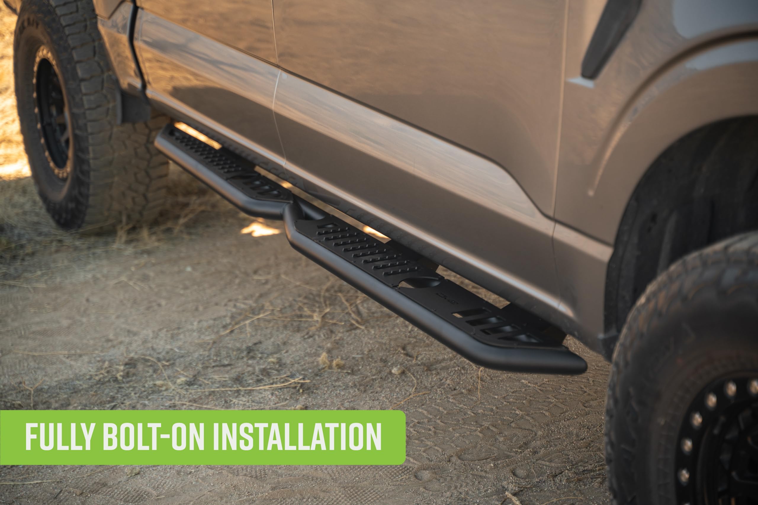 DV8 Offroad OE Plus Side Steps for 2015-2024 Crew Cab Ford F-150 & Raptor | Anti-Slip Design | Mounts to Body/Pinch Weld | Protection from Light Trail Debris | Fully Bolt-On Installation