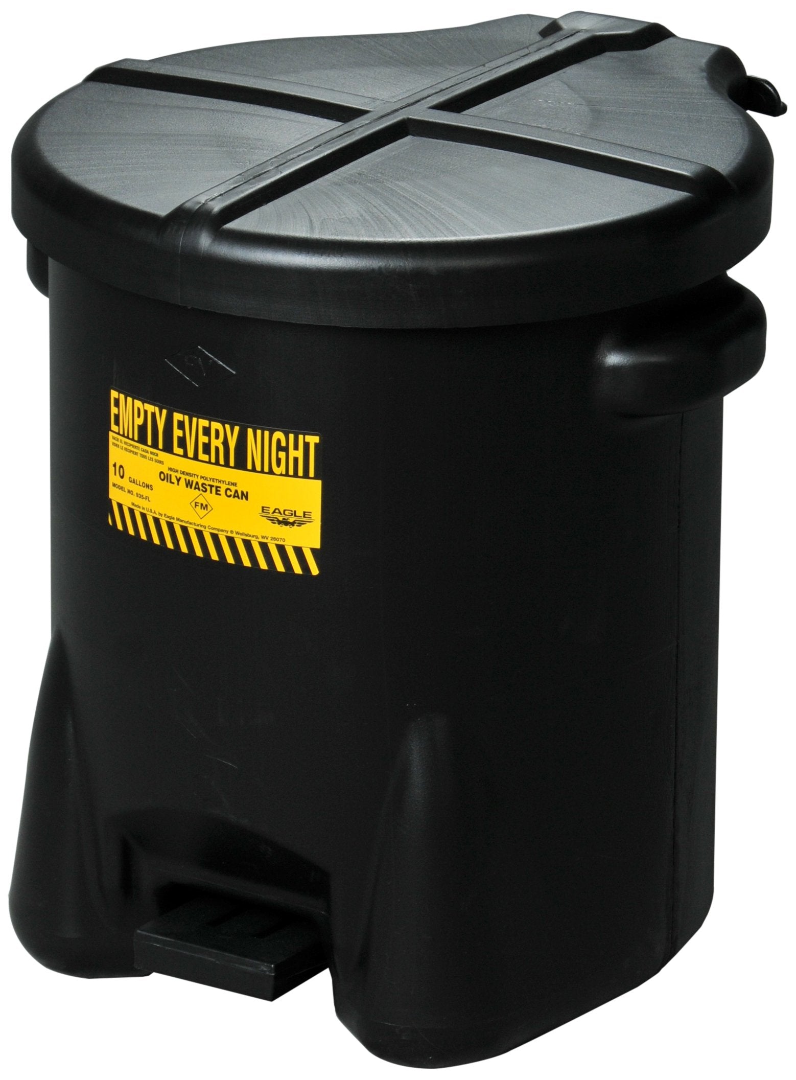935FLBK Eagle Black Oily Waste Can, 10 gal Capacity