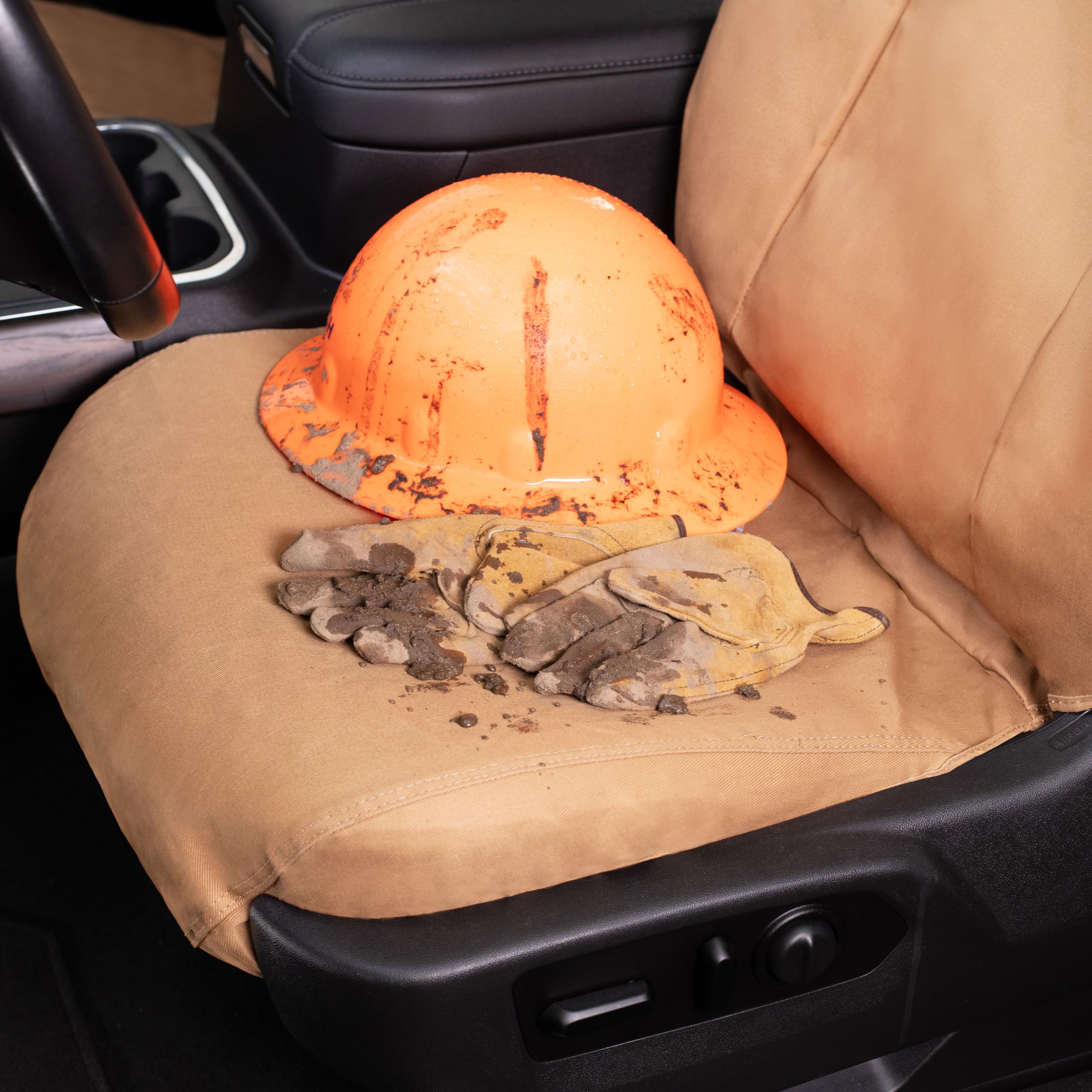 Covercraft Custom Seat Covers Polycotton | Fits 2022-2025 Nissan Pathfinder (excludes Platinum) | 1st Row Bucket Seats, Tan