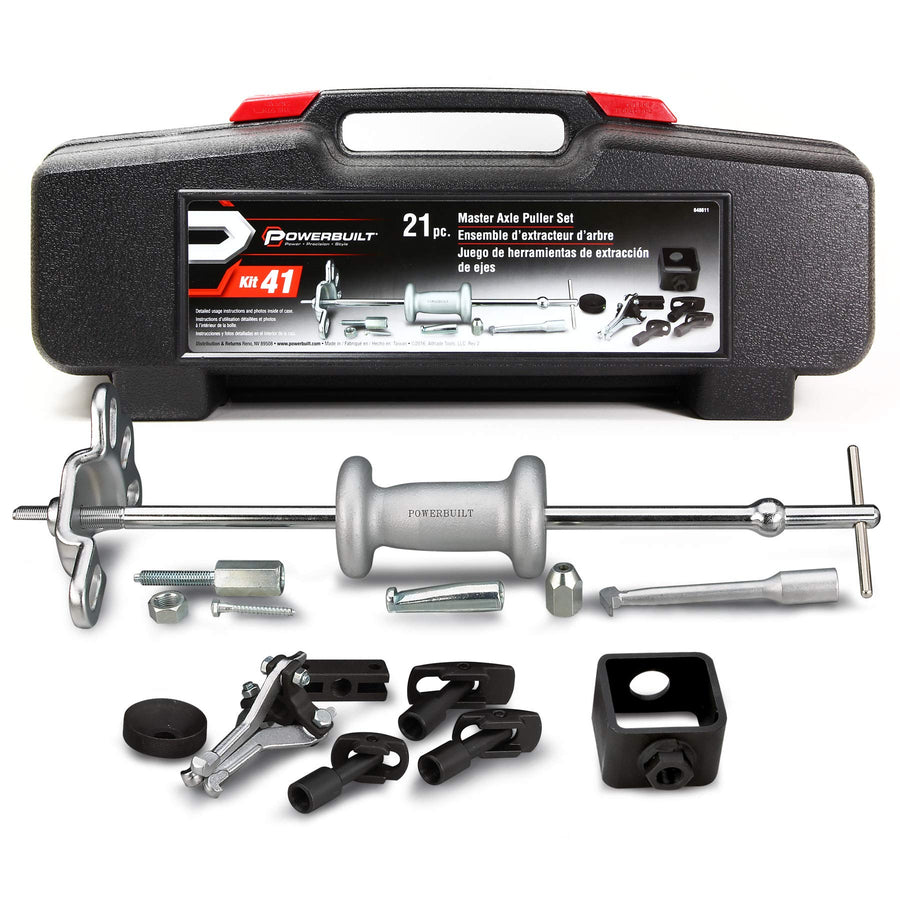 Master Powerbuilt Axle Puller Tool Set, Remove Car Front and Rear, Bearings and Seals, Vehicle Repair 21 Piece Kit - 648611, Silver