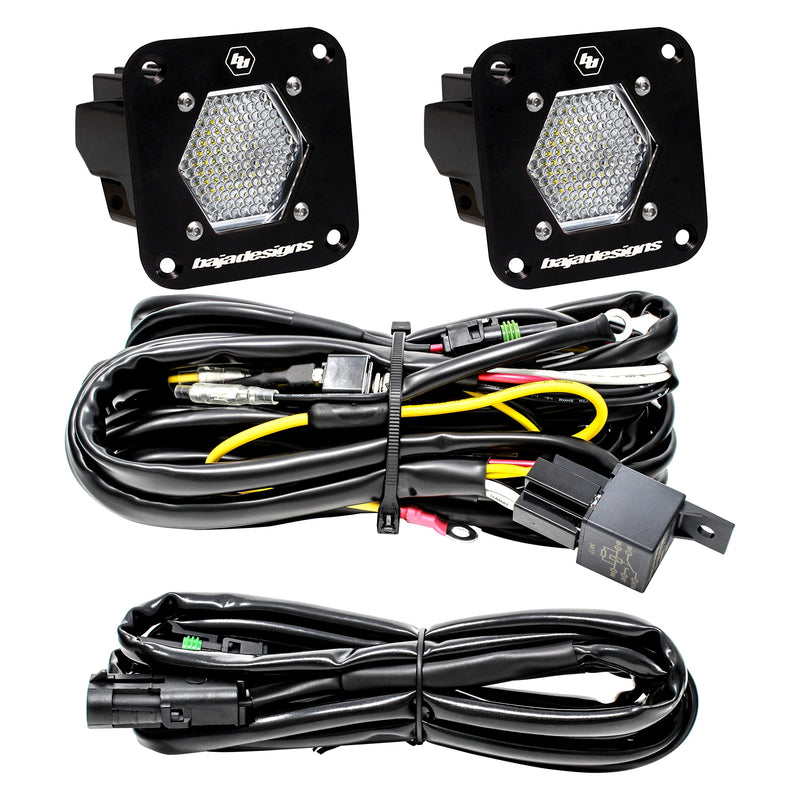 Baja Designs Flush Mount S1 Black LED Light Pod Reverse Kit (Clear) (Work/Scene Beam - Clear)