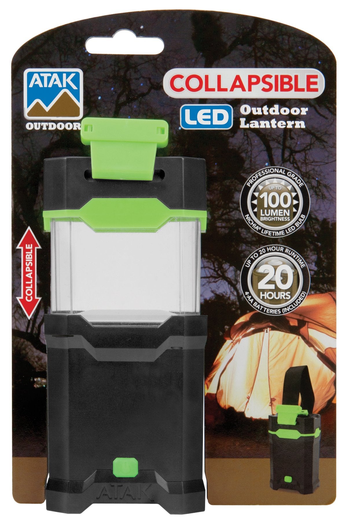 Collapsible Performance Tool 422 LED Lantern for Outdoor or Emergency Lighting, Black/Green
