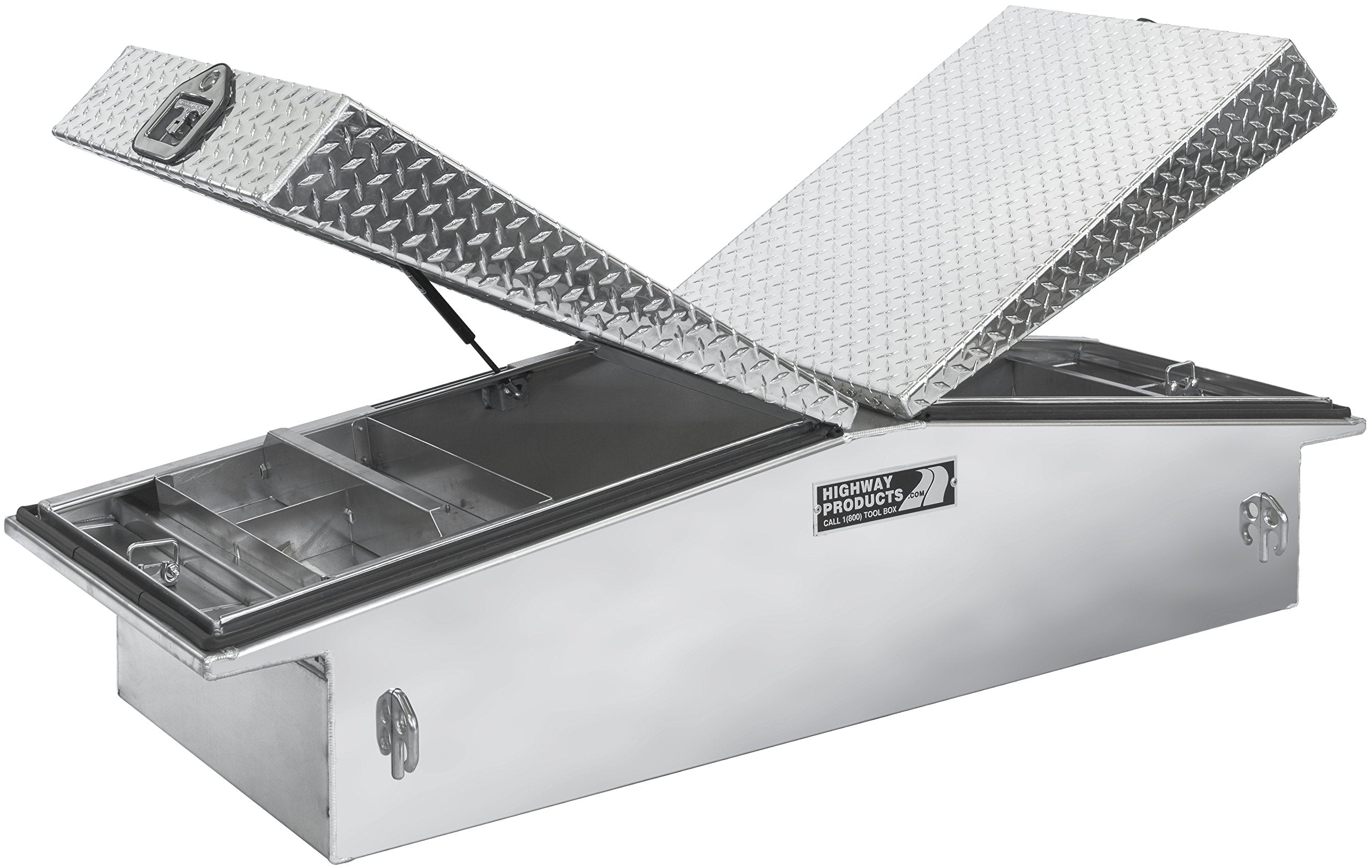 Dual Lid Gull Wing Crossover Tool Box with Bright Highway Products 3430-002