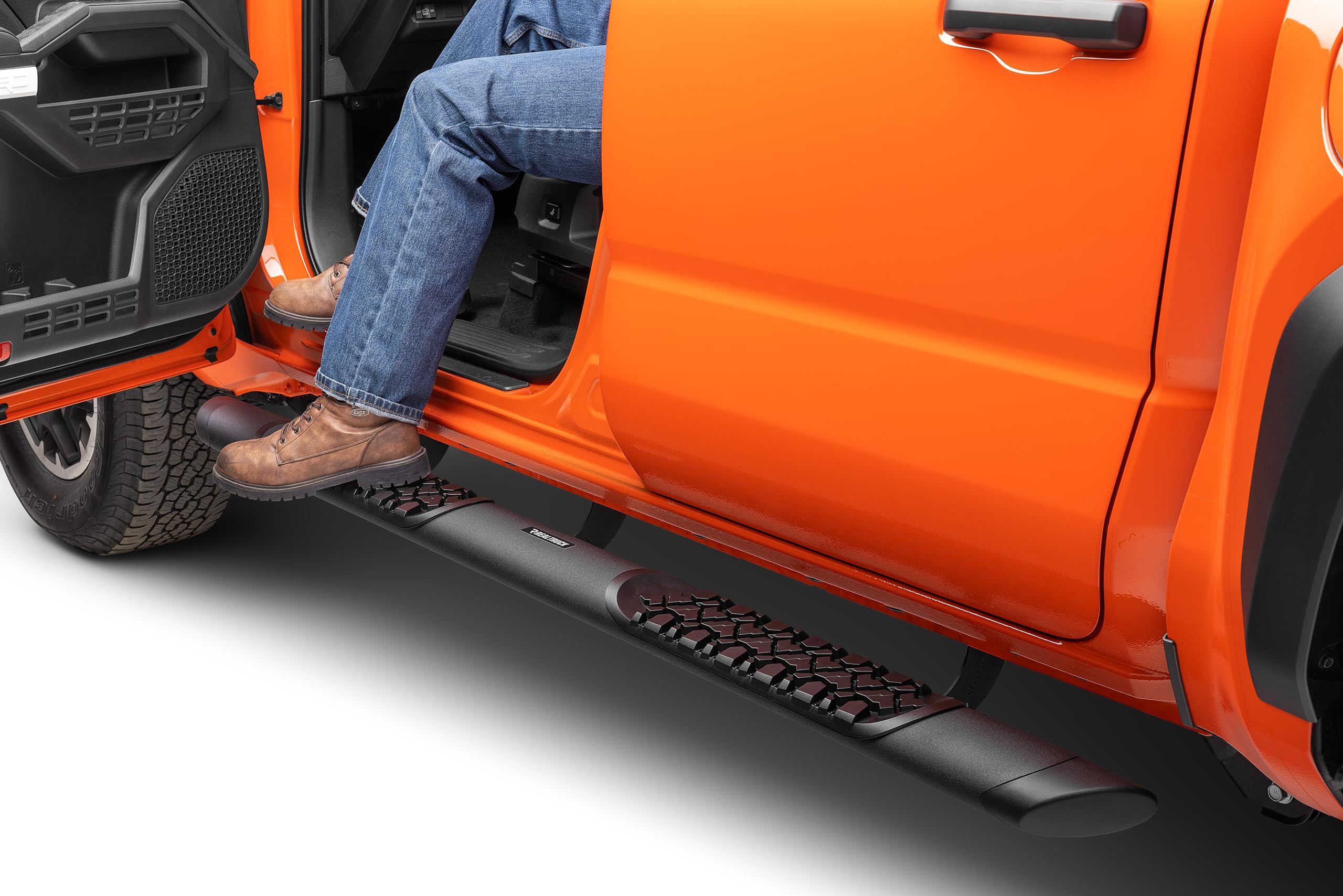 V-Series V3 Sidesteps & Brackets Go Rhino | Cab Length, Aluminum, Textured Black | V3443280T | Fits 2024 Toyota Tacoma Double Cab