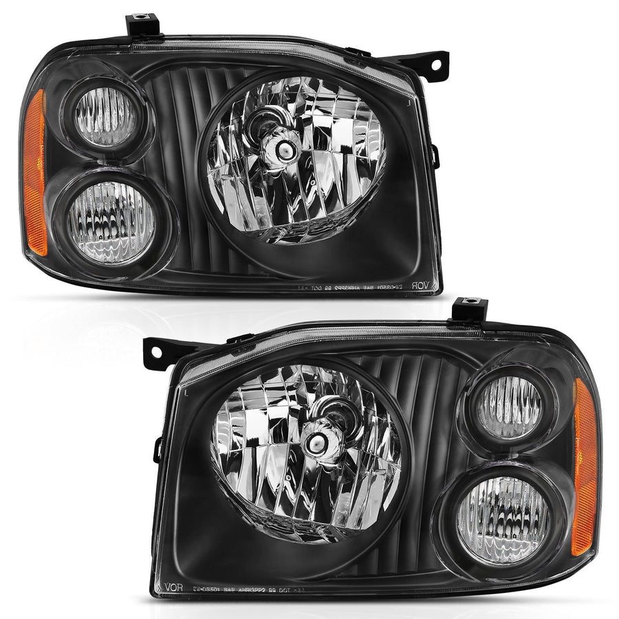2001-2004 ANZO Frontier Se Crystal Headlight Black Amber Reflector