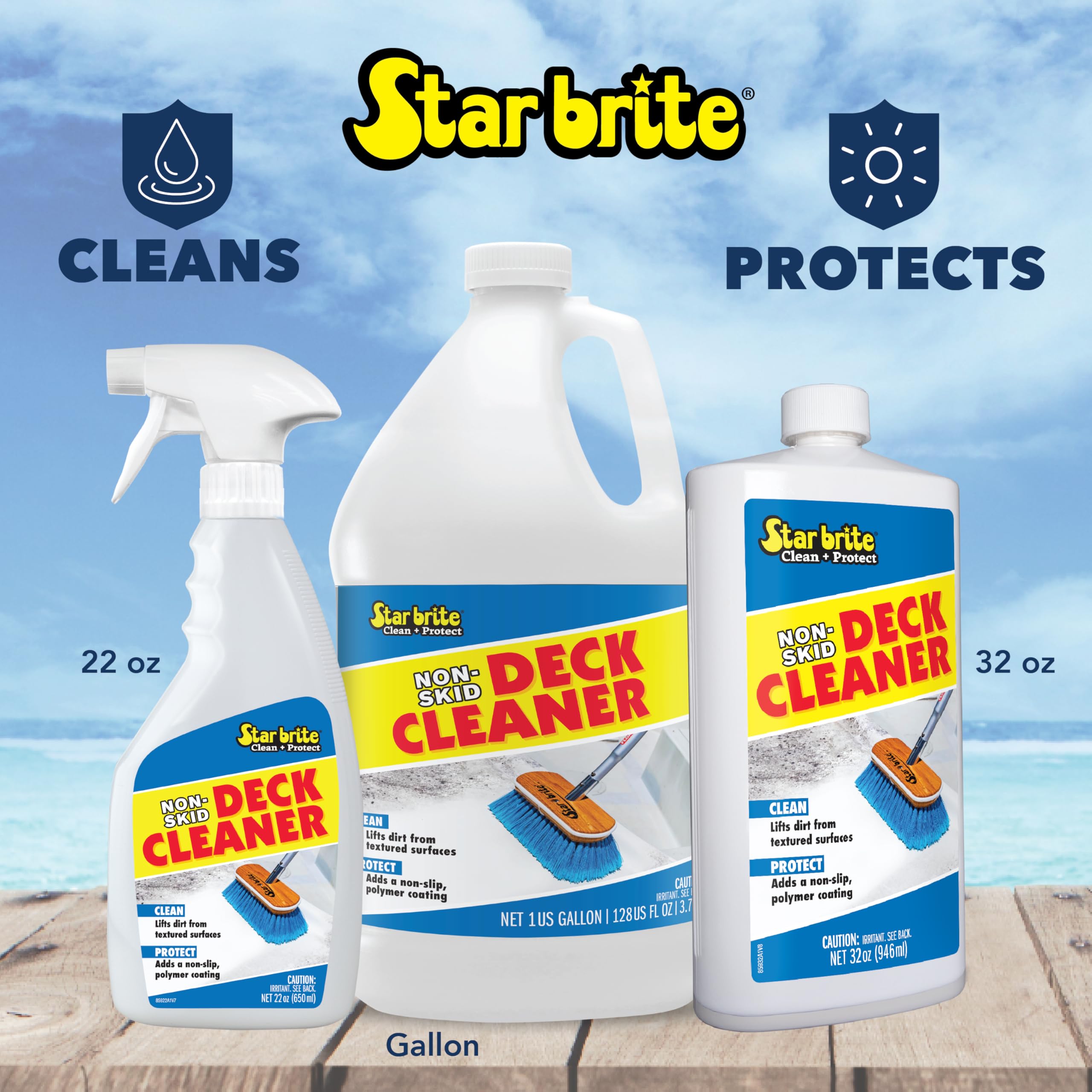 Non-Skid Deck Cleaner & Protectant STAR BRITE - Ultimate Boat Deck Wash - Protects Against Future Stains & UV - Ideal for Fiberglass, Vinyl, Plastic & Painted Surfaces -1 Gallon (085900)