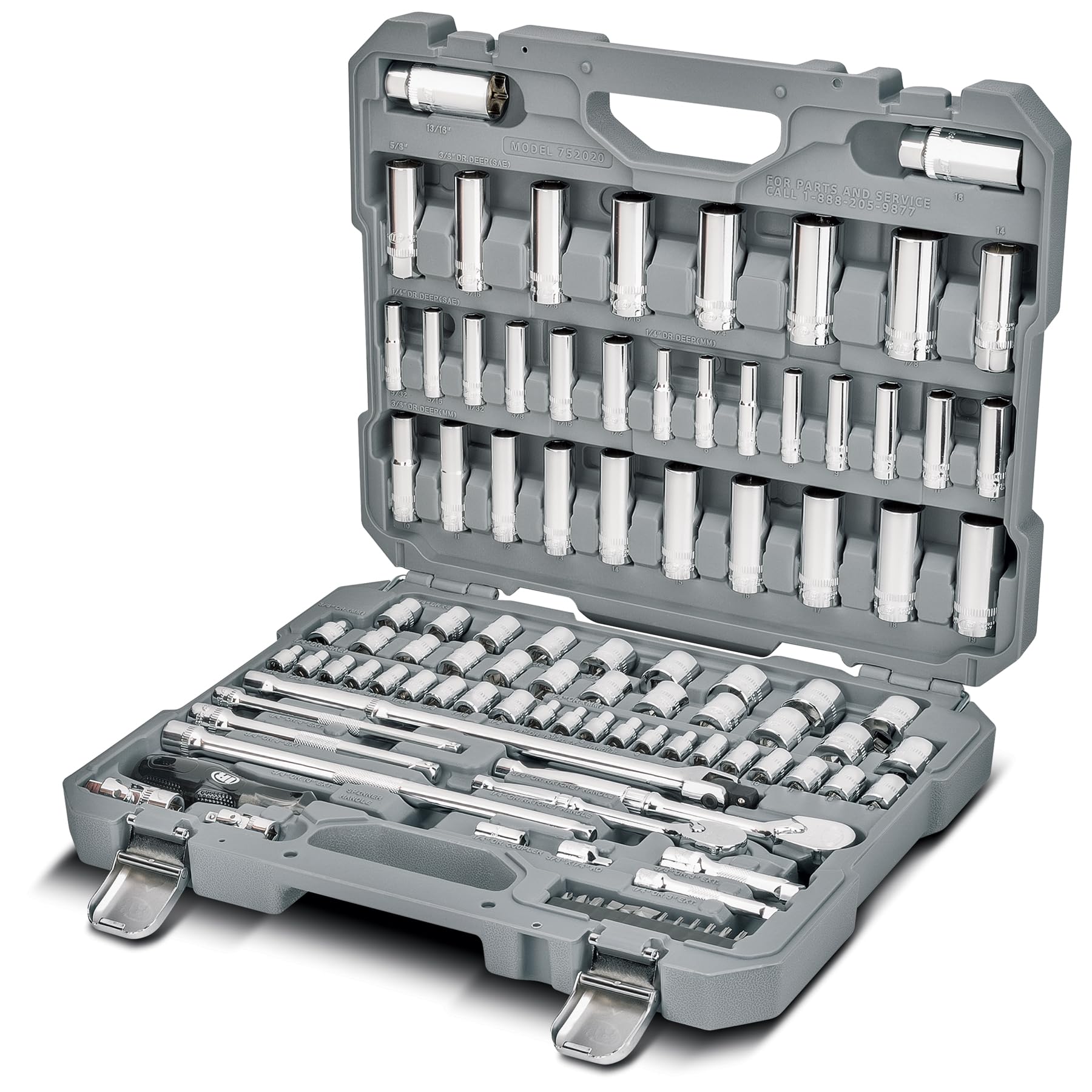 Ingersoll Rand 101 Piece Master Mechanics SAE/Metric Tool Set, Includes 1/4" & 3/8" Drive, 76 Sockets, 72-Tooth Seal-Head Ratchets, Tools & Accessories – 752020