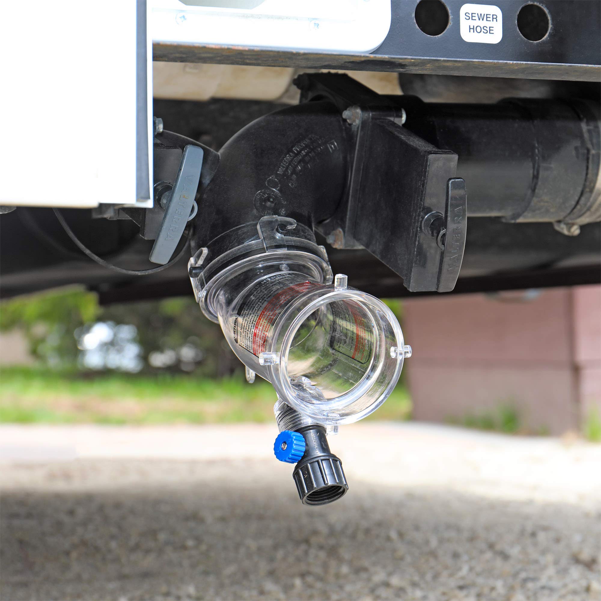 Hydroflush Valterra 45 Degree Attachment with Removable Anti-Siphon Valve for RV, Camper, Trailer -F02-4100