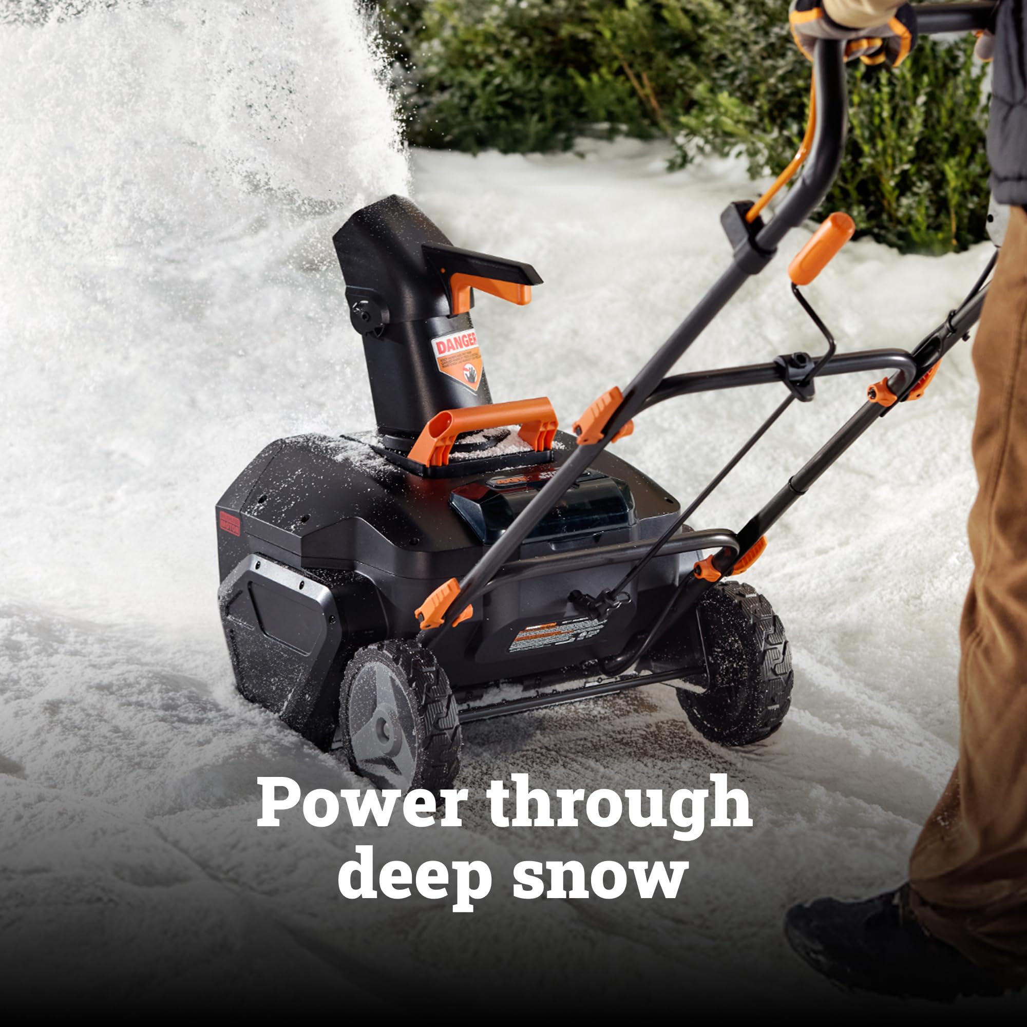 40V WORX 20" Cordless Snow Blower, Electric Snow Thrower for 6-Car Driveway, Snow Removal with Brushless Motor, 2 × 4.0 Ah Batteries & Charger Included, WG471