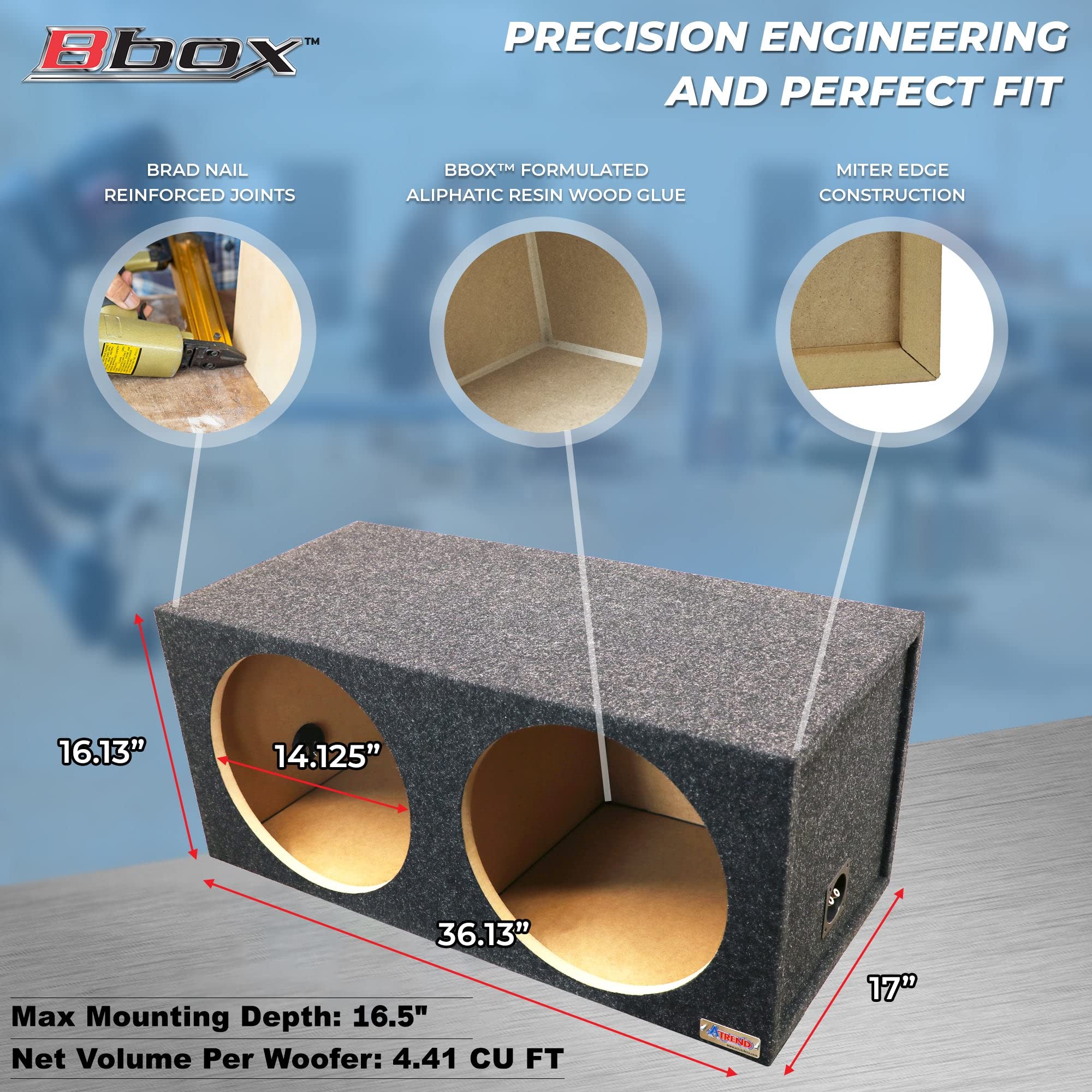 15DQ Atrend 15" Dual Medium Pro Series Sealed Subwoofer Enclosure