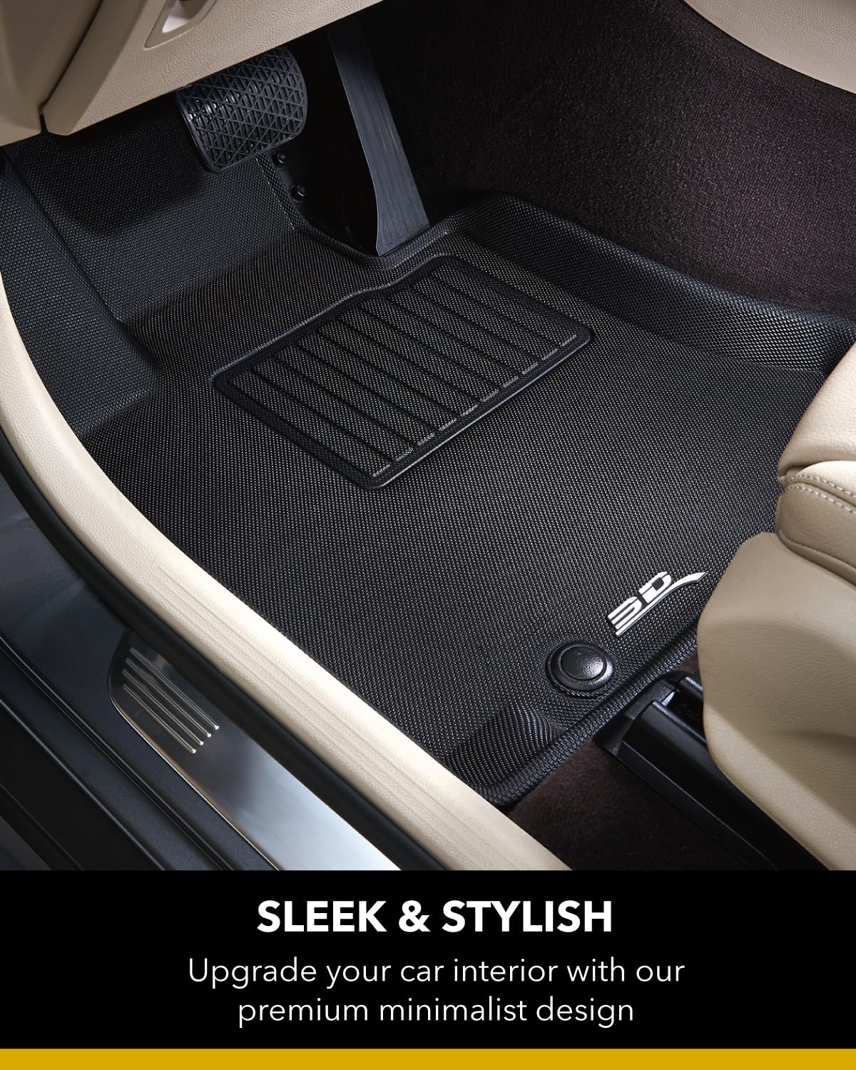MAXpider 3D Custom Fit Kagu Floor Mat (Black) Compatible with GMC Sierra 1500 Crew Cab 2019-2026 / 2500HD/3500HD Crew Cab 2020-2026 (w/ Bucket Seats, Rear Carpeted Underseat Storage) - Full Set
