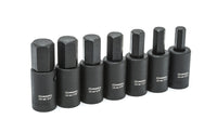 7 Piece Crescent 1/2" Drive Hex Bit Impact SAE Socket Set - CIMBS11, Black