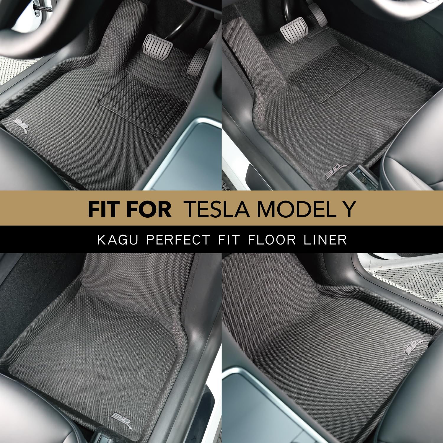 Kagu 3D MAXpider Custom Fit Floor Mat (Black) Compatible with Tesla Model Y 2021-2025 - Front Row