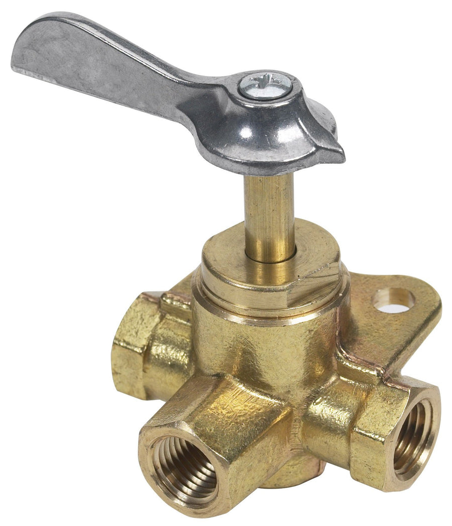 Moeller Three-Way Fuel Tank Click Valve (1/4", Brass)
