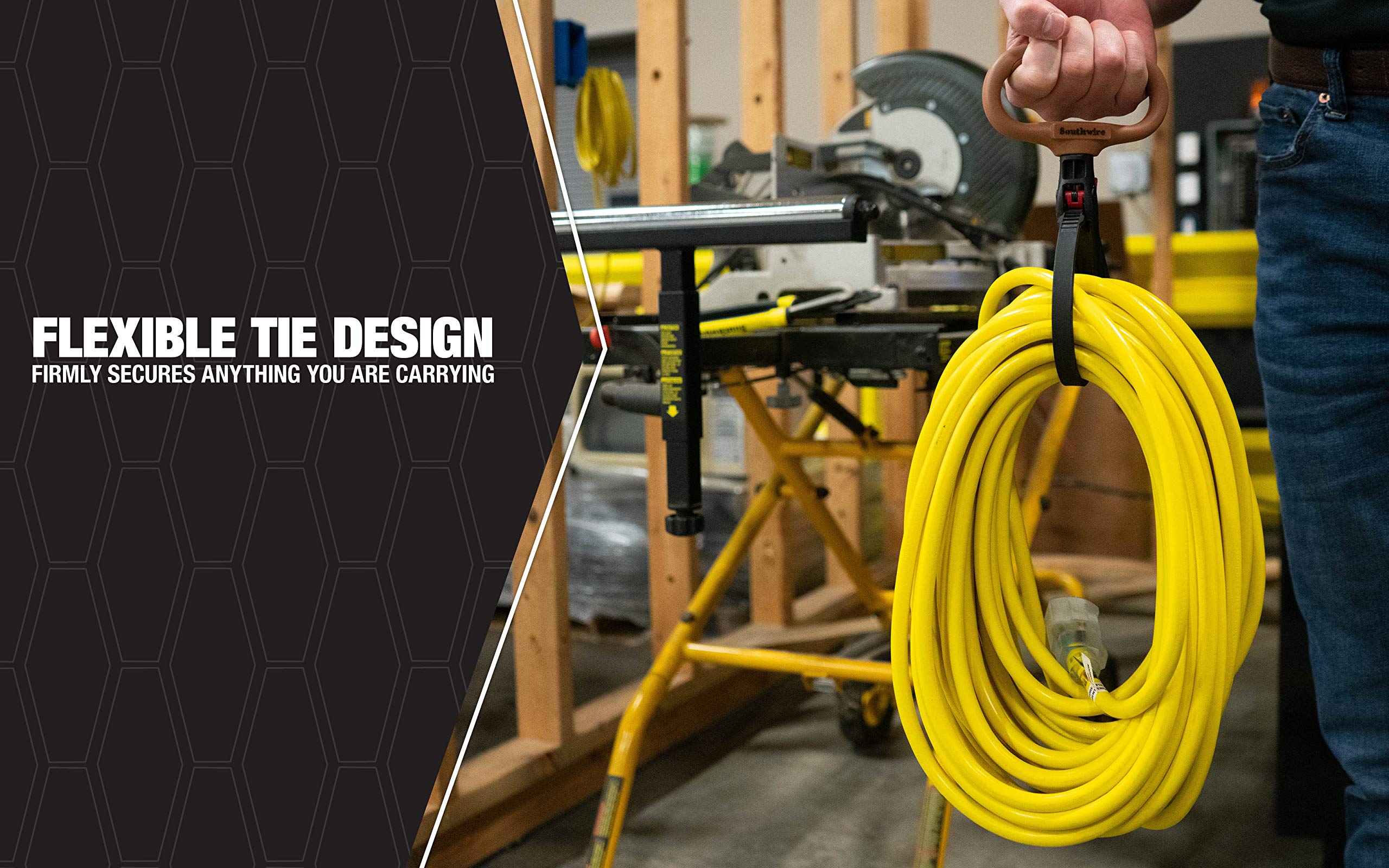 Southwire 3-Inch Adjustable Heavy Duty Clamp Tie w/ Rotating Handle; Reusable Zip Down Cable; Brown