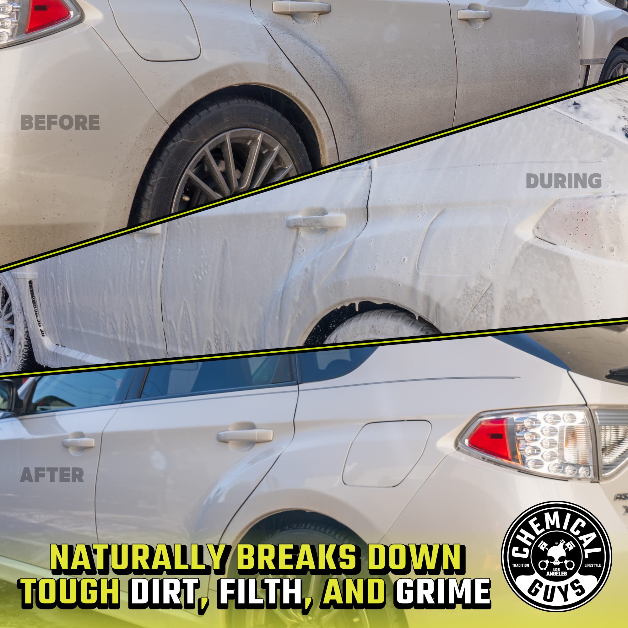 Chemical Guys Foaming Citrus Wash & Gloss Car Wash Soap - High Suds Formula Foam Cannon Soap for Foam Blasters, or Bucket Washes - Safe on Paint, Clear Coat, and Wax, Citrus Scent - 64 oz