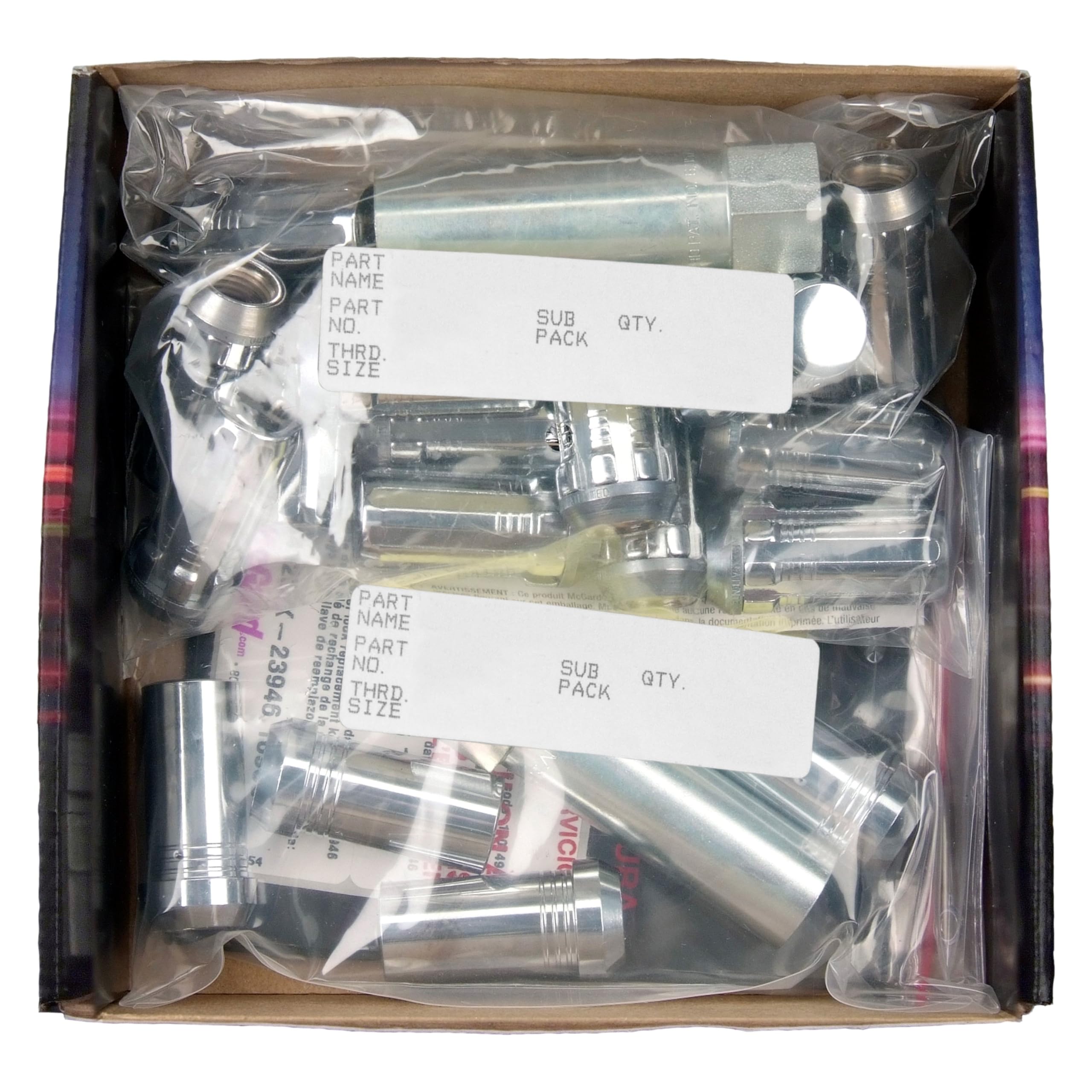 6 Lug McGard Chrome SplineDrive Wheel Installation Kit (M14 x 1.5 Thread Size); Set of 20 Lug Nuts, 1 Installation Tool, 4 Wheel Locks, 1 Key, Key Storage Pouch