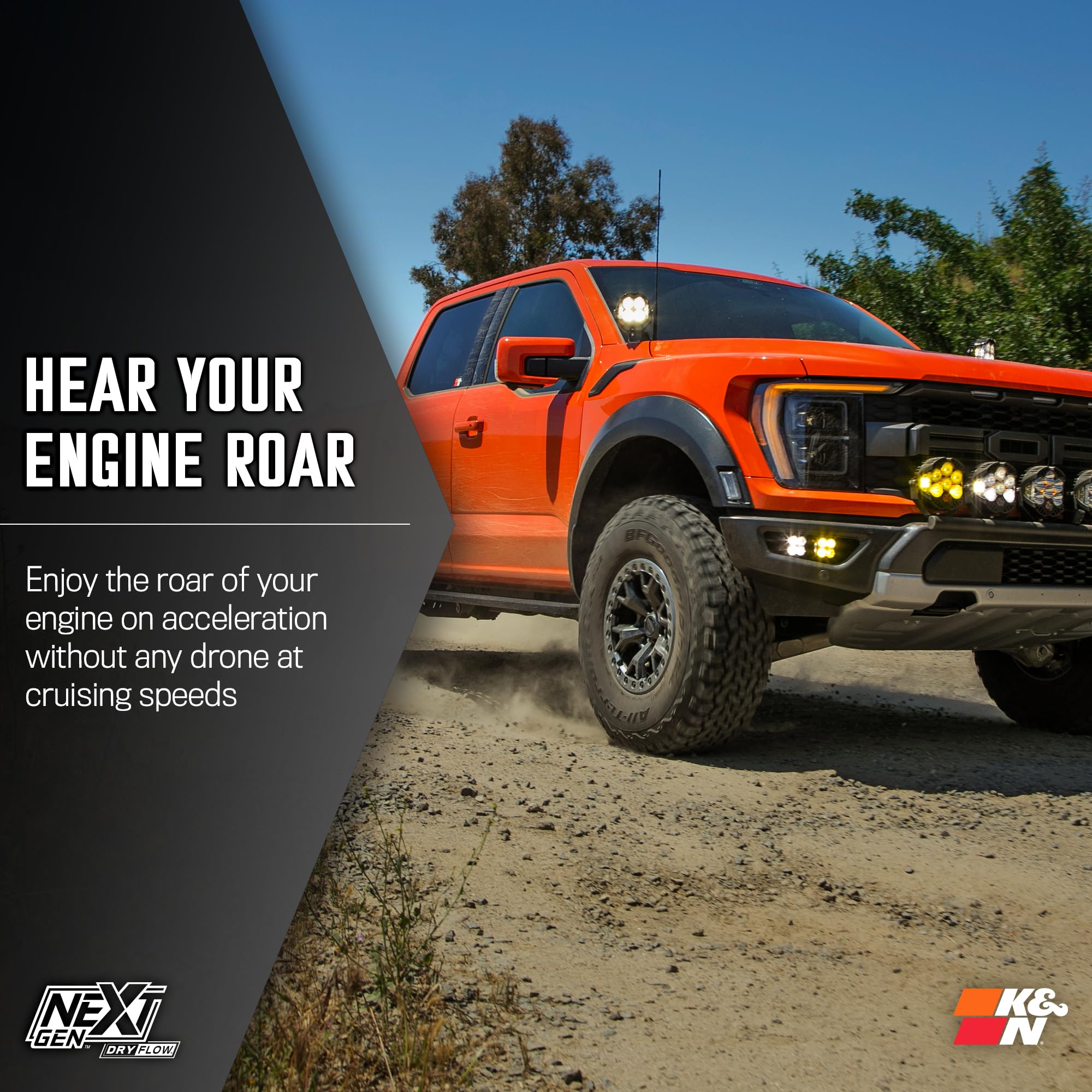 Cold Air Intake System K&N NextGen: Dry-Flow Cotton Filter: Compatible with 2021-2025 FORD F150; F150 Raptor; 50-2617D