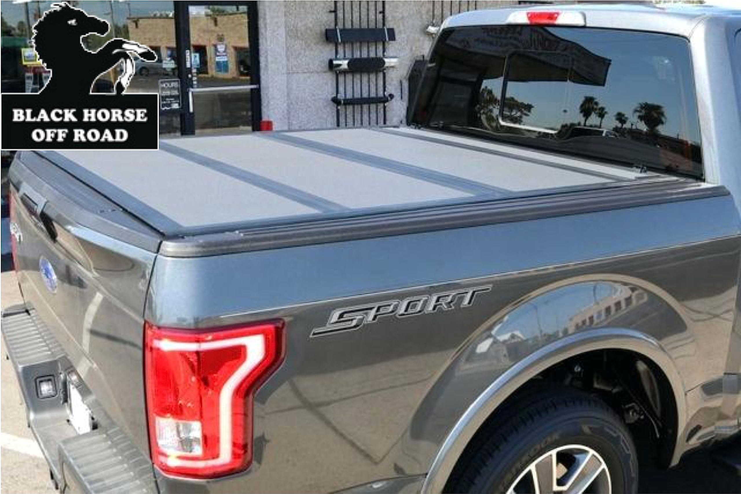 Hard Black Horse High Profile Trifold Truck Bed Tonneau Cover Compatible with 2015-2023 Ford F-150 5.5ft Bed-HTF-FO11