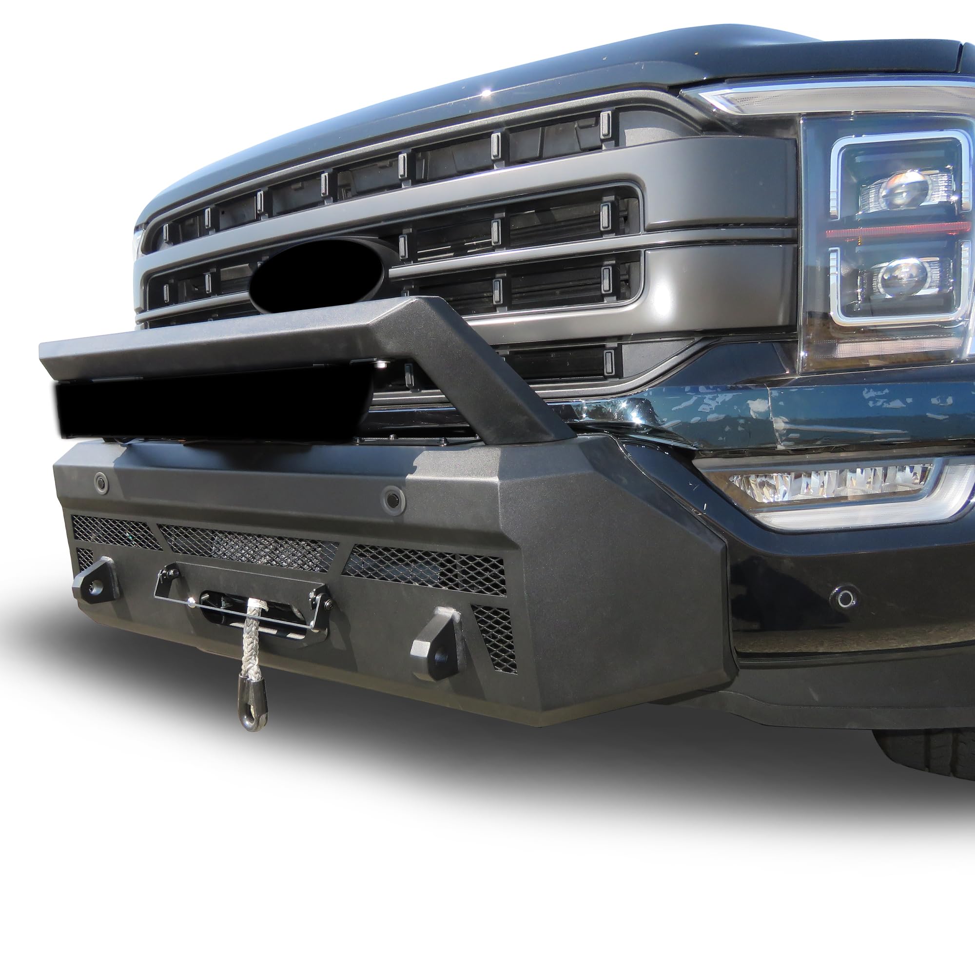 Heavy Duty Black Horse Armour III Front Winch Bumper Textured Black Compatible with 2021-2023 Ford F-150(Excl. 22-23 F150 Lightning EV)-AR3HD42NL