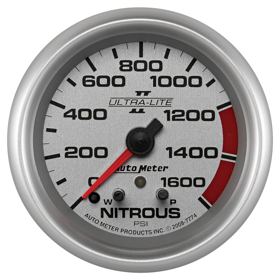 Auto Meter Ultra-Lite Pro II 2-5/8" 0-1600 PSI Full Sweep Electric Nitrous Pressure Gauge 7774