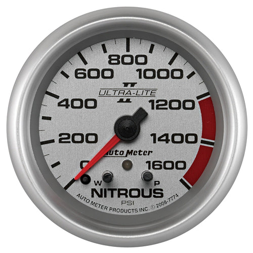 Auto Meter Ultra-Lite Pro II 2-5/8" 0-1600 PSI Full Sweep Electric Nitrous Pressure Gauge 7774