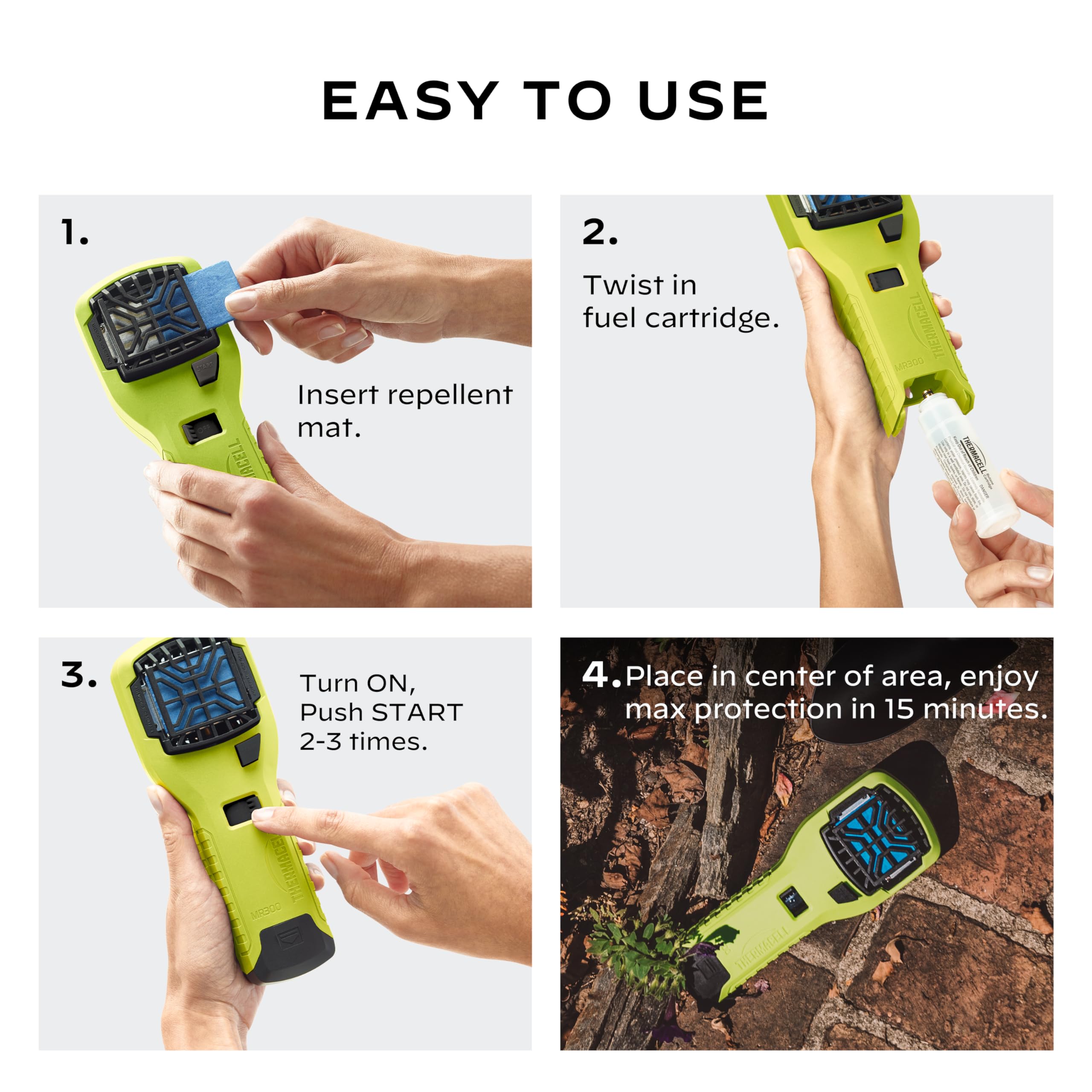 Mosquito Thermacell Portable Repeller; Includes 12-Hour Refill; 15 Foot Zone of Protection; Highly Effective Mosquito Repellent; Deet Free Bug Spray Alternative; Scent Free