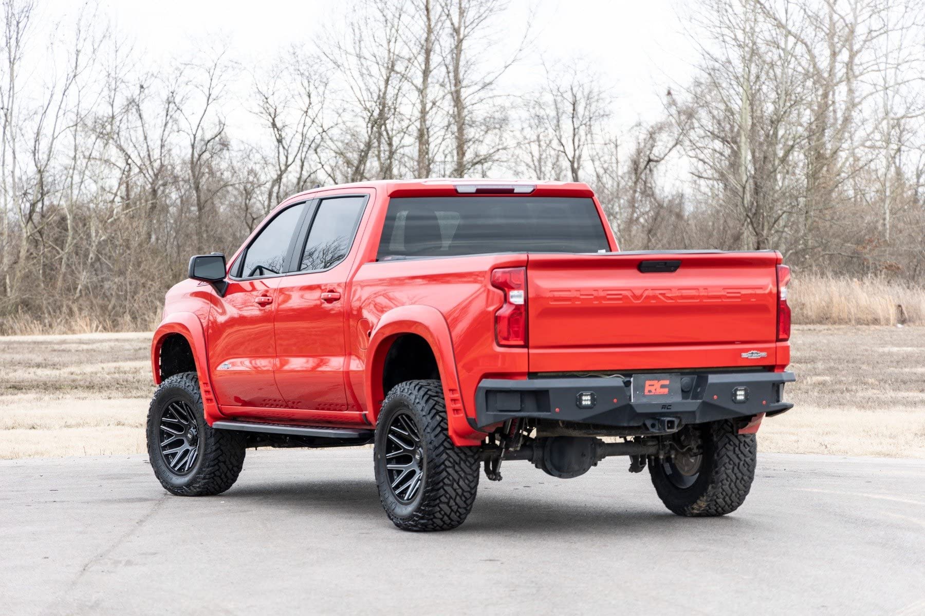 Rough Country RPT2 Running Boards for GMC Sierra & Chevy Silverado 1500/2500HD/3500HD (2019-2025) Crew Cab - Sleek Profile, Non-Slip Step, Rust Resistant, Easy Install