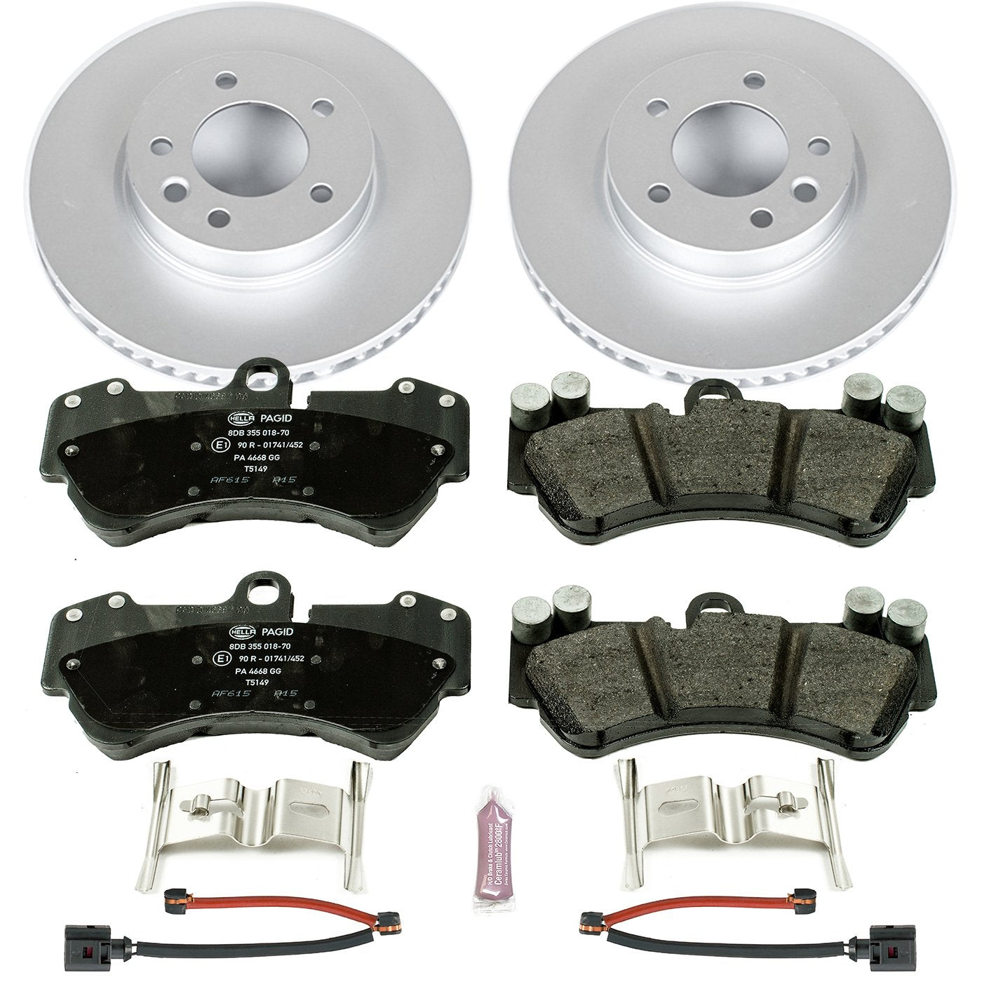 Power Stop ESK4554 Euro-Stop Front Brake Kit Porsche Volkswagen and 2 Front Sensor Wires