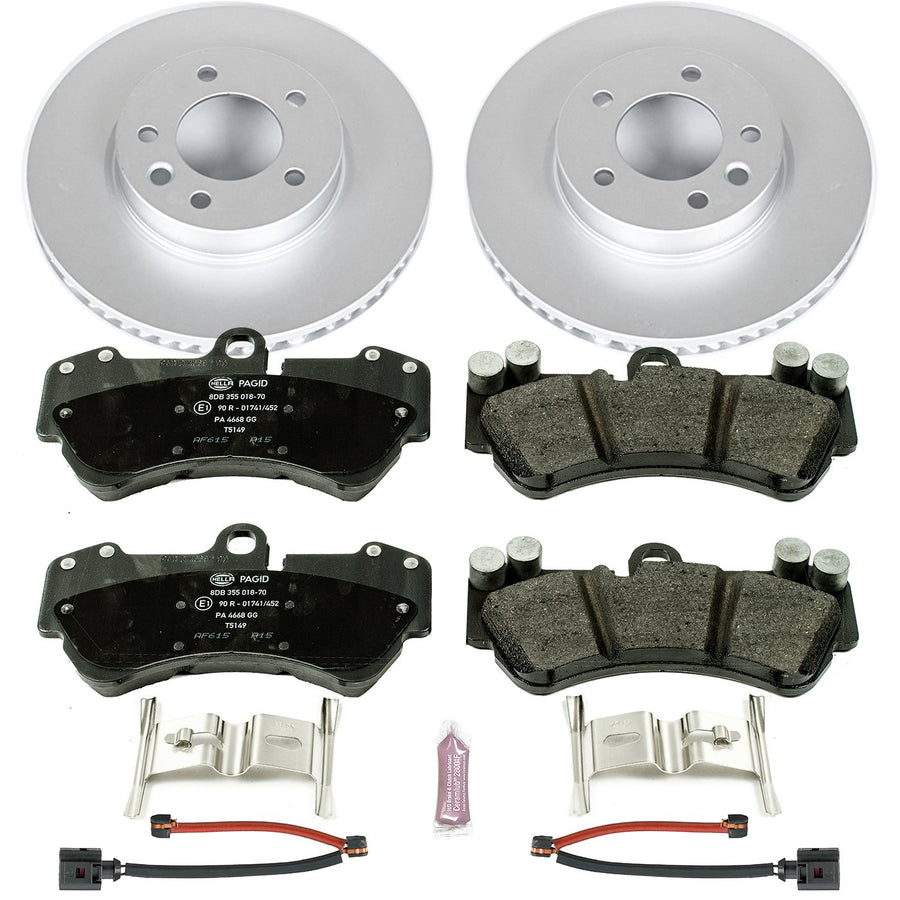 Power Stop ESK4554 Euro-Stop Front Brake Kit Porsche Volkswagen and 2 Front Sensor Wires