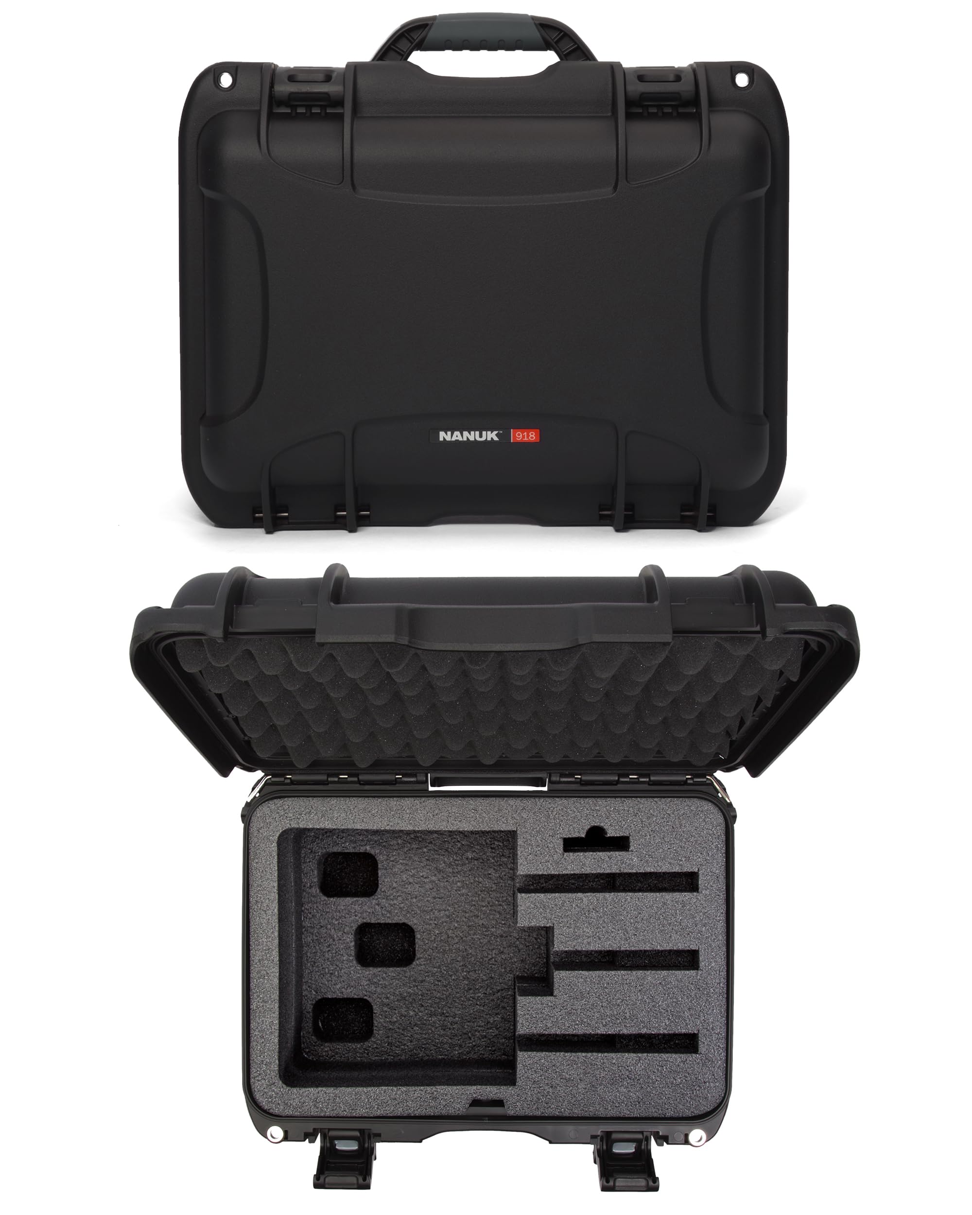 NANUK 918 Hard Case with Custom Foam Insert 3 UP, IP67 Waterproof & Crushproof, Rugged Construction for Ultimate Protection, Made in North America – Black (16.9” x 12.9” x 9.3”)